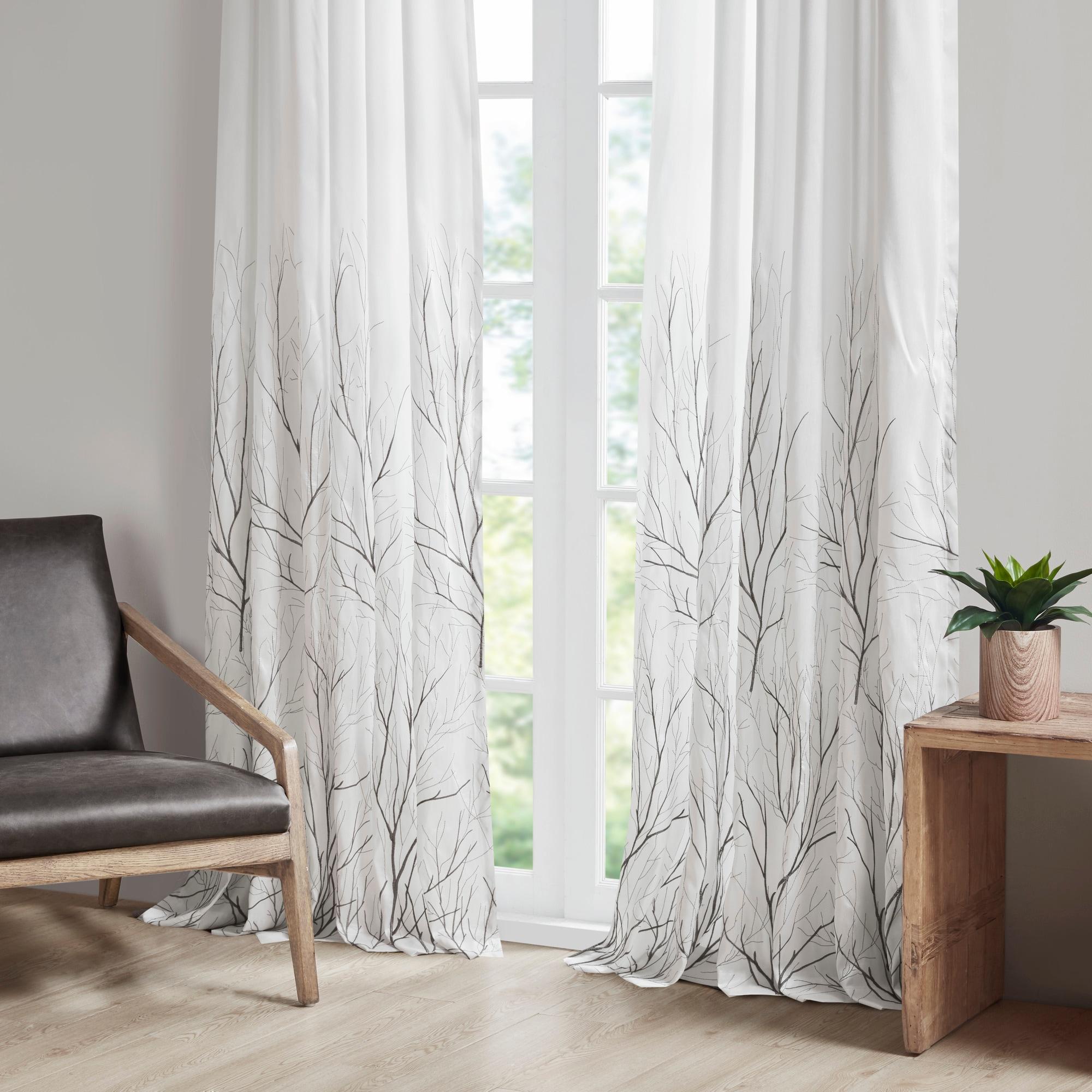 Andora Embroidered Branch Rod Pocket Single Curtain Panel