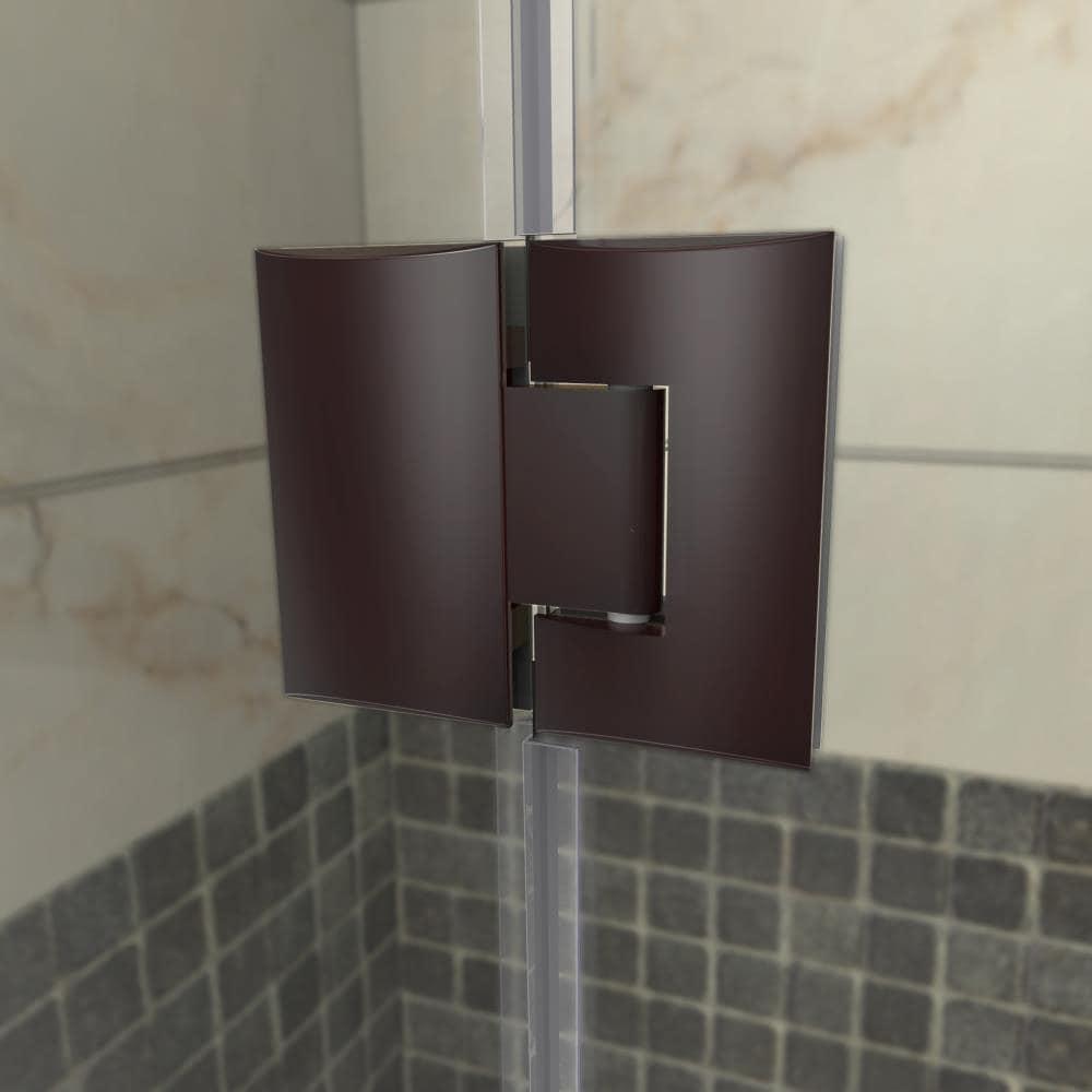 Prism Lux 38" W x 38" D x 74.75" H Frameless Neo-Angle Hinged Shower Enclosure with Base Included