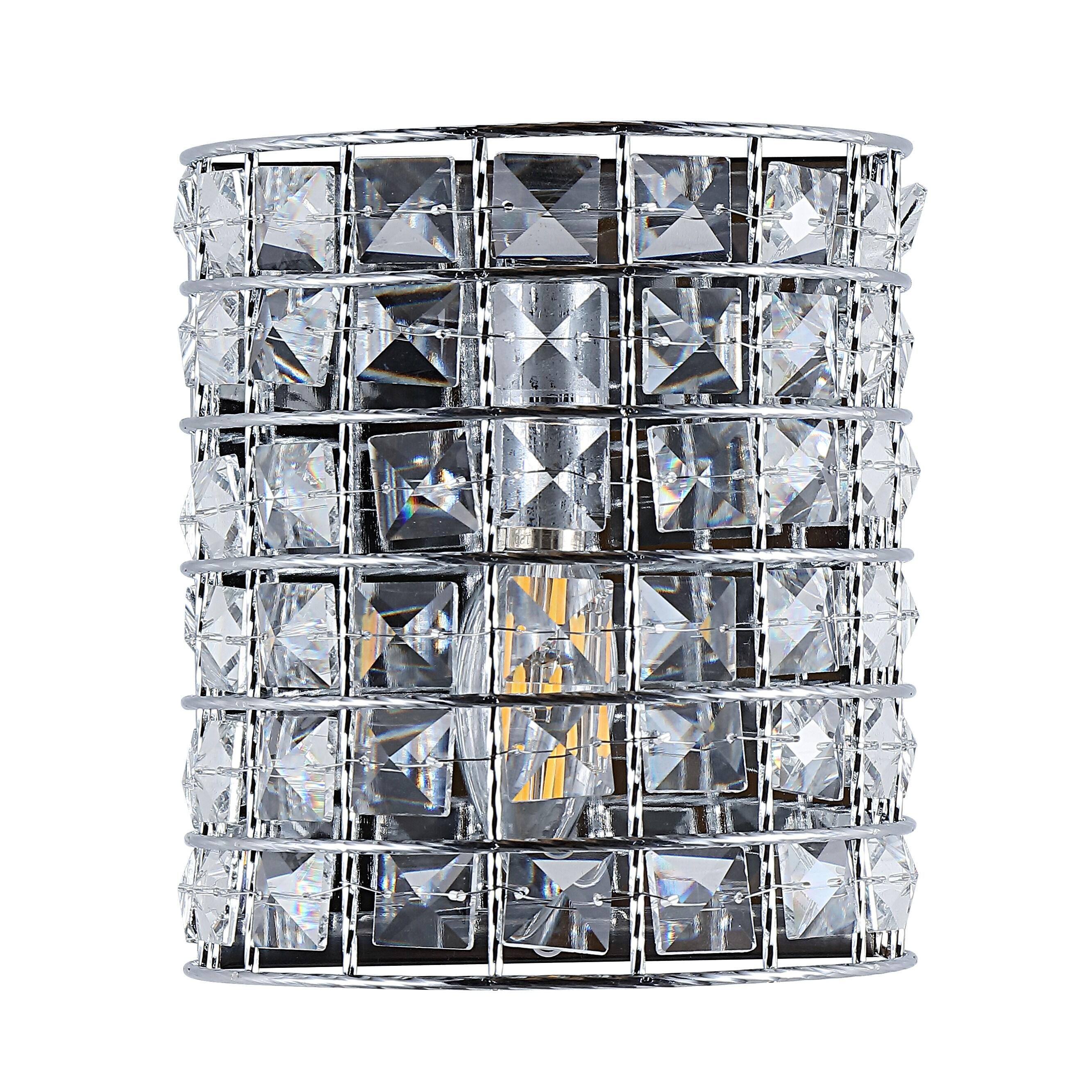 Clara Deco 6.25" 1-Light Metal/Crystal Classic Glam LED Vanity Light, Chrome