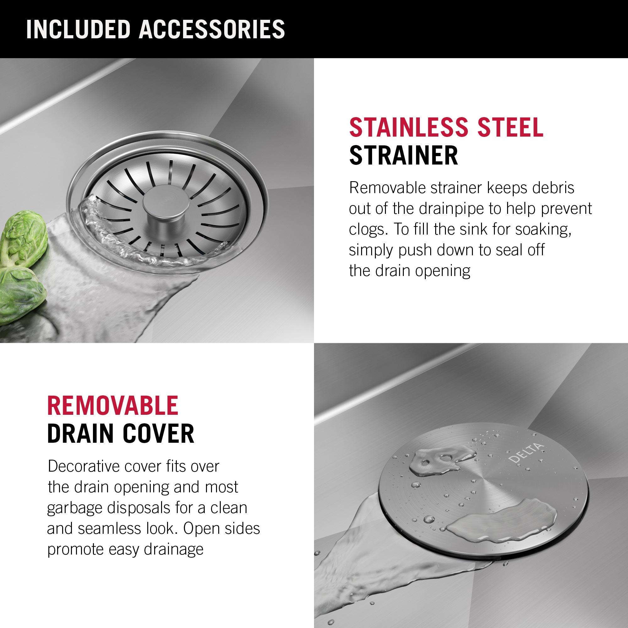 Delta Marca™ Drop-In Undermount Stainless Steel Single Bowl Kitchen Sink with Accessories