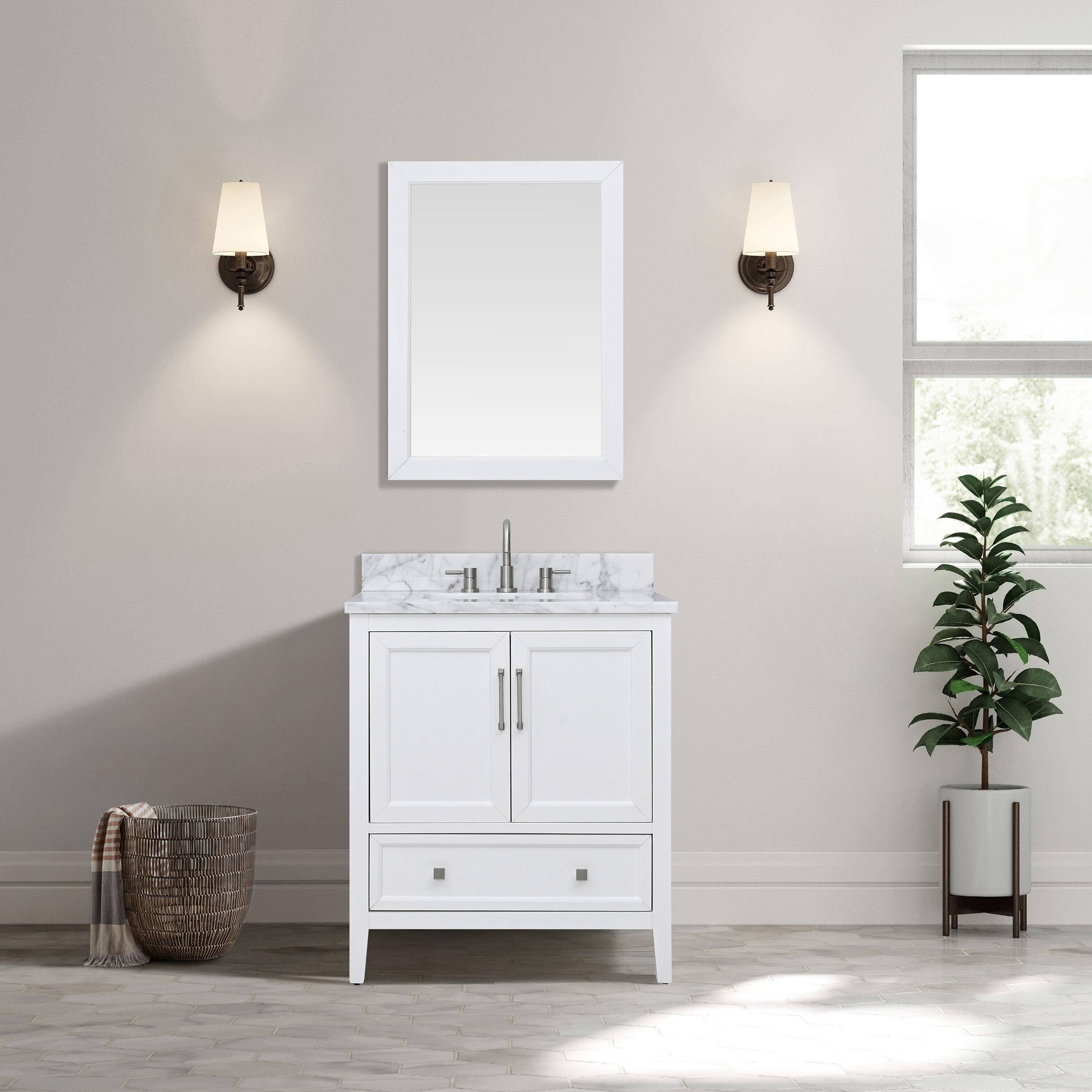 Everette 31-Inch White Vanity with Carrara Marble Top