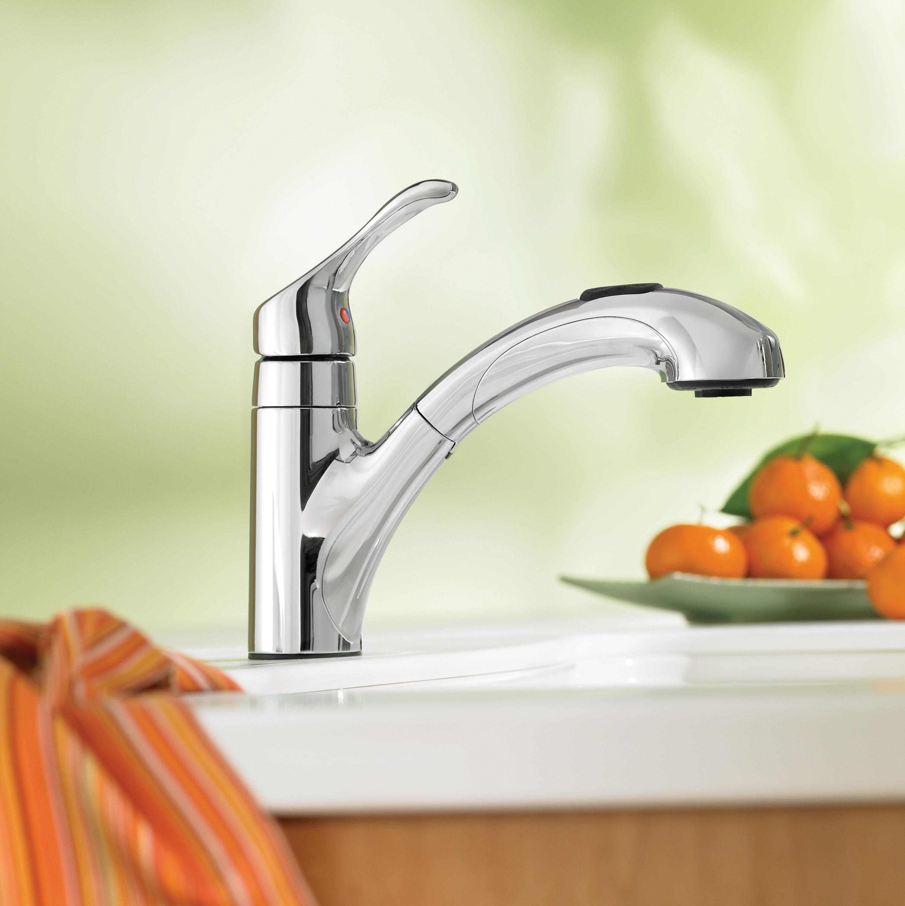 MOEN Renzo Spot Resist Stainless 9 in. H Pull Out Sprayer Kitchen Faucet with 360° Spout Swivel and PowerClean