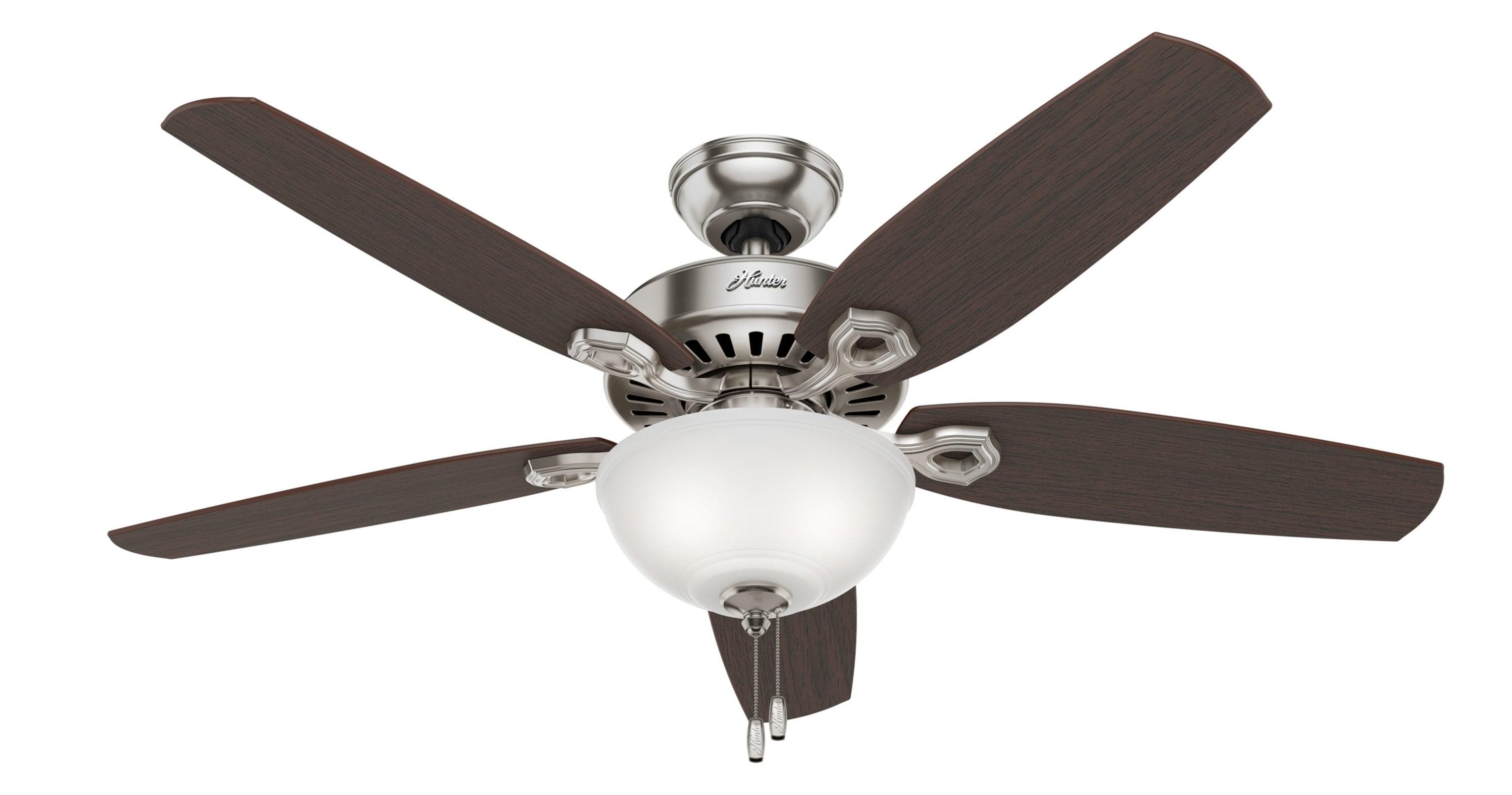 52" Builder Deluxe 5 - Blade Standard Ceiling Fan with Pull Chain and Light Kit Included