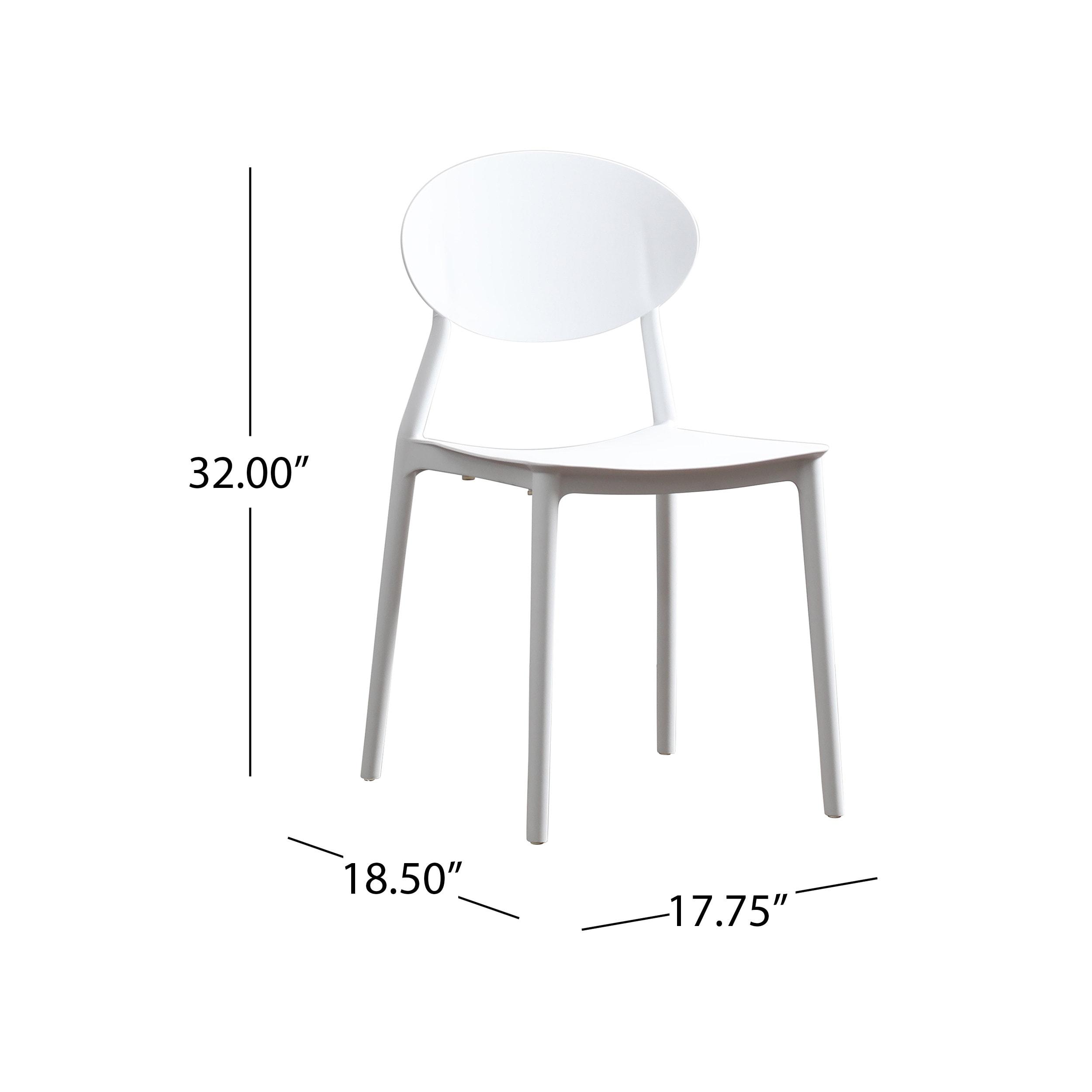 White Polyethylene Stackable Dining Chairs, Set of 2