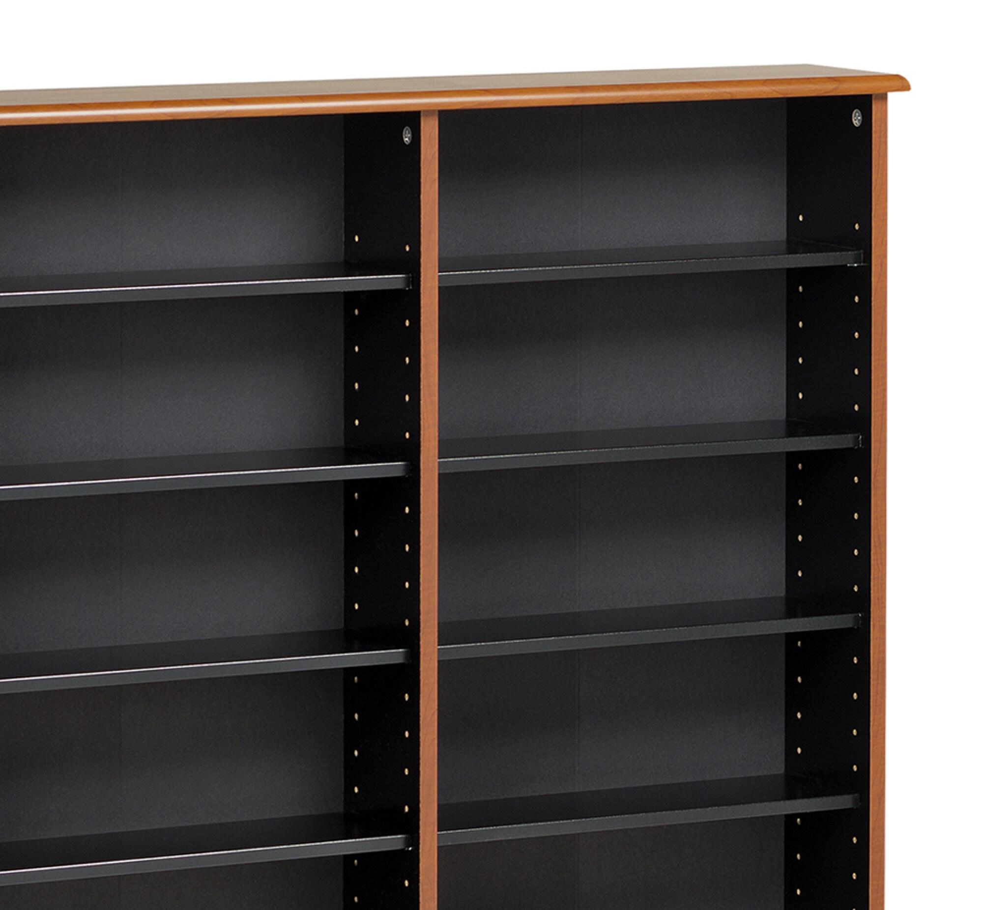 Prepac Triple Width Wall Storage Cherry & Black : Holds 960 CDs, 405 DVDs, Adjustable 24 Shelves