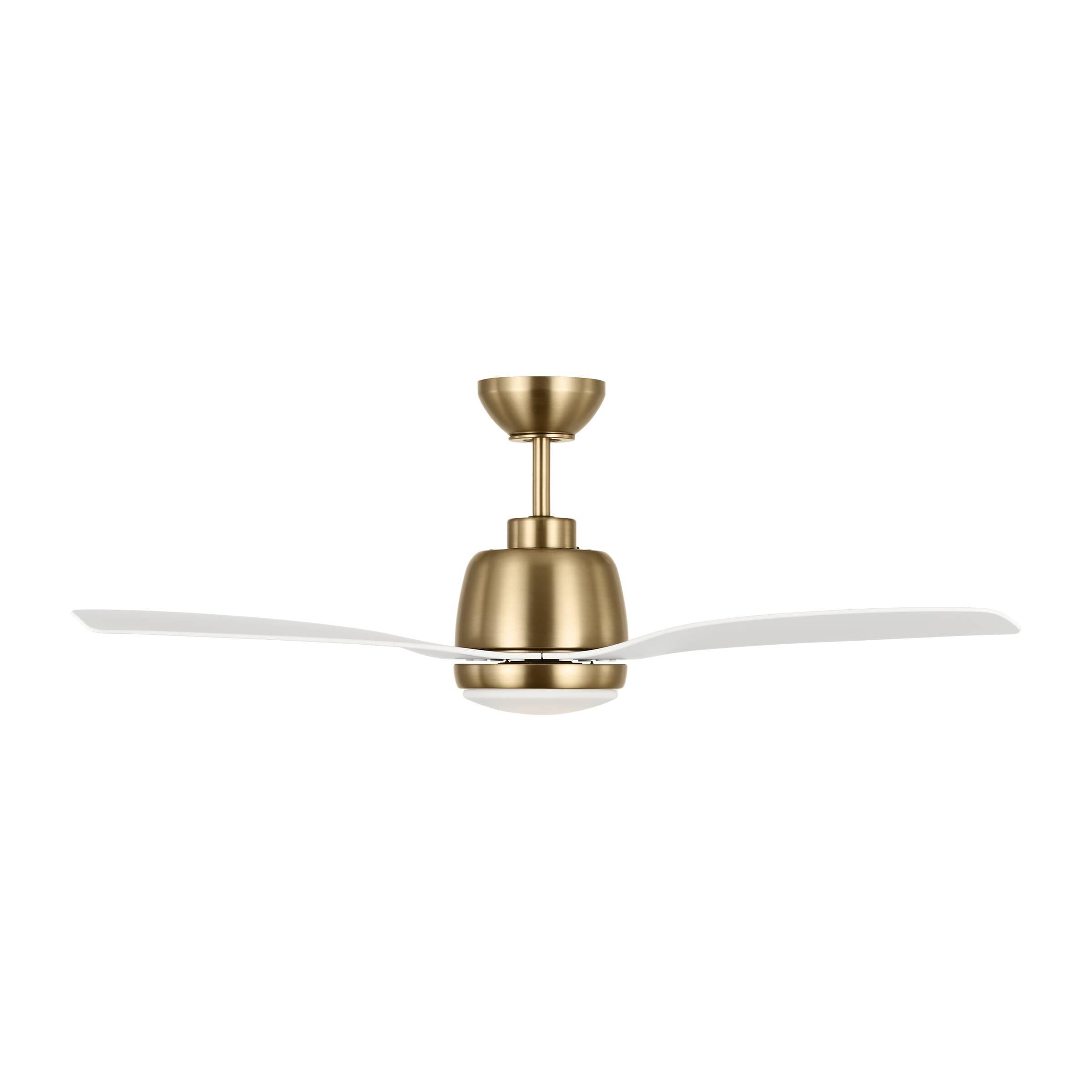 Satin Brass and White 44" LED Ceiling Fan with Remote