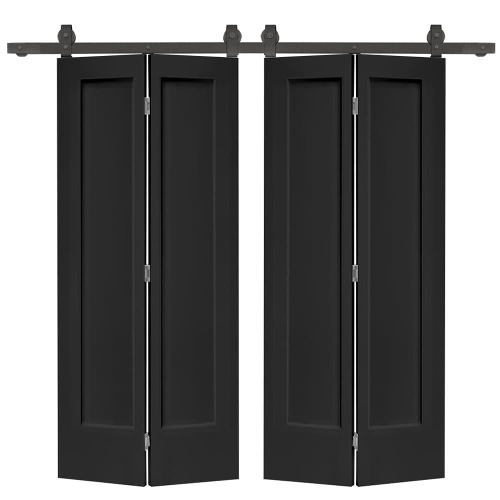 Calhome Paneled MDF Composite Double Bifold Barn Doors with Installation Hardware Kit