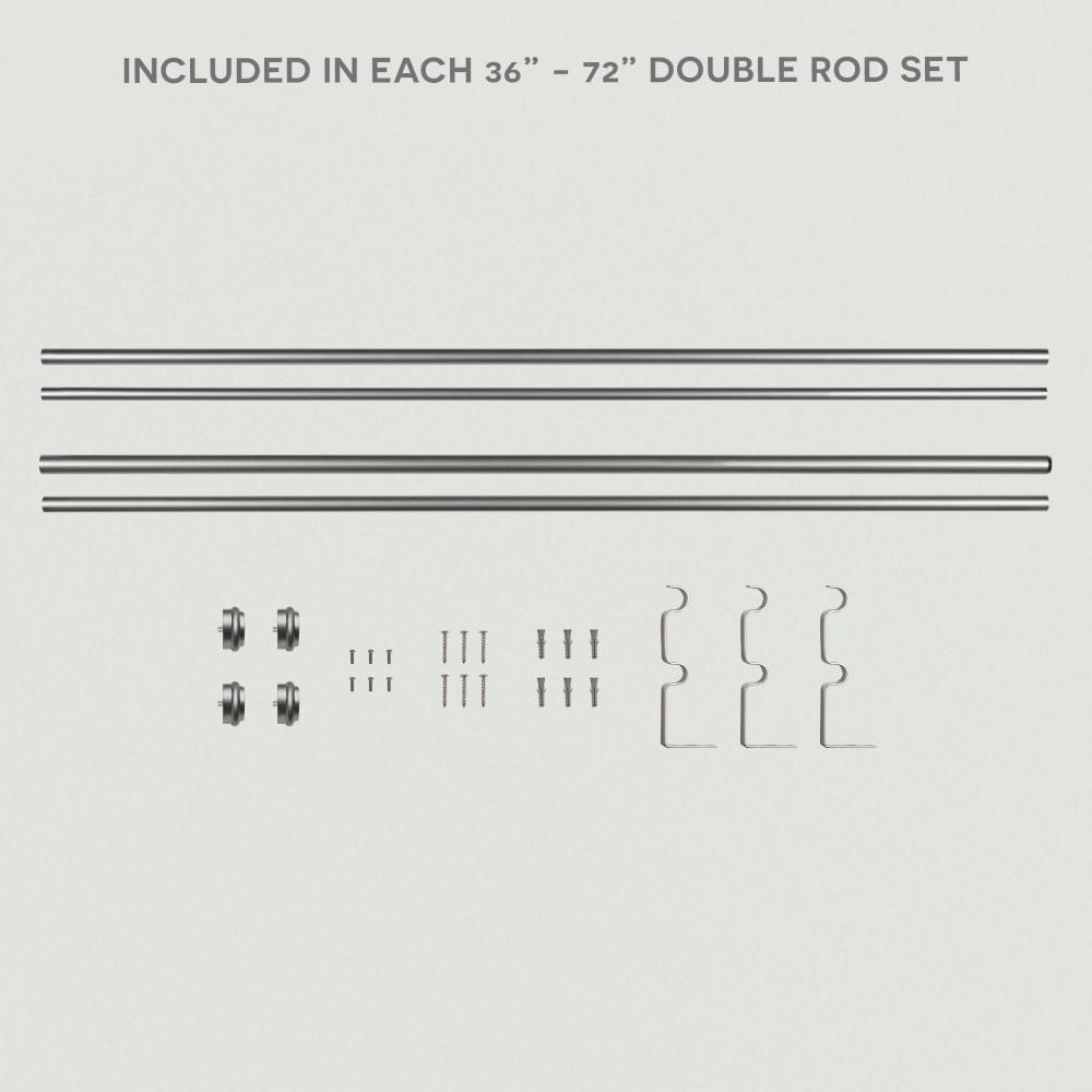 Exclusive Home Topper Double Curtain Rod and Finial Set, Gunmetal, 36"-72"