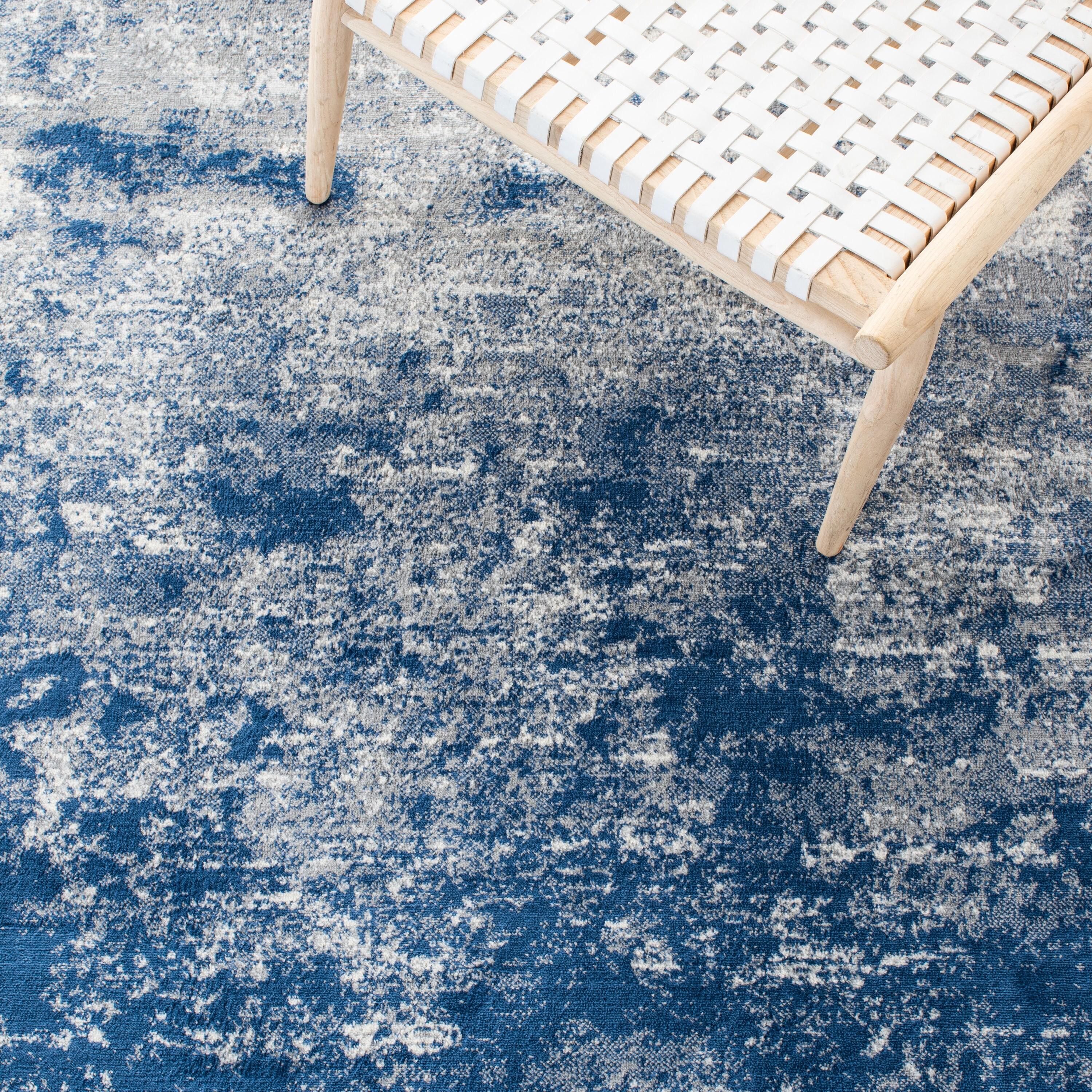 Brentwood BNT822 Power Loomed Area Rug - Grey/Navy - 8'x10' - Safavieh.