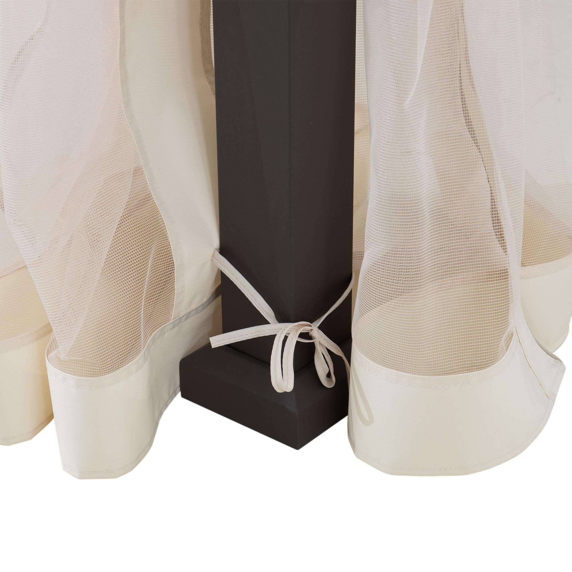 Sunjoy Sunjoy Hardtop Gazebo 12 x 16 ft. Outdoor Gazebo, Heavy Duty Steel Frame Gazebo, Double Tiered Metal Gazebo with Ceiling Hook and Removable Netting Sidewalls