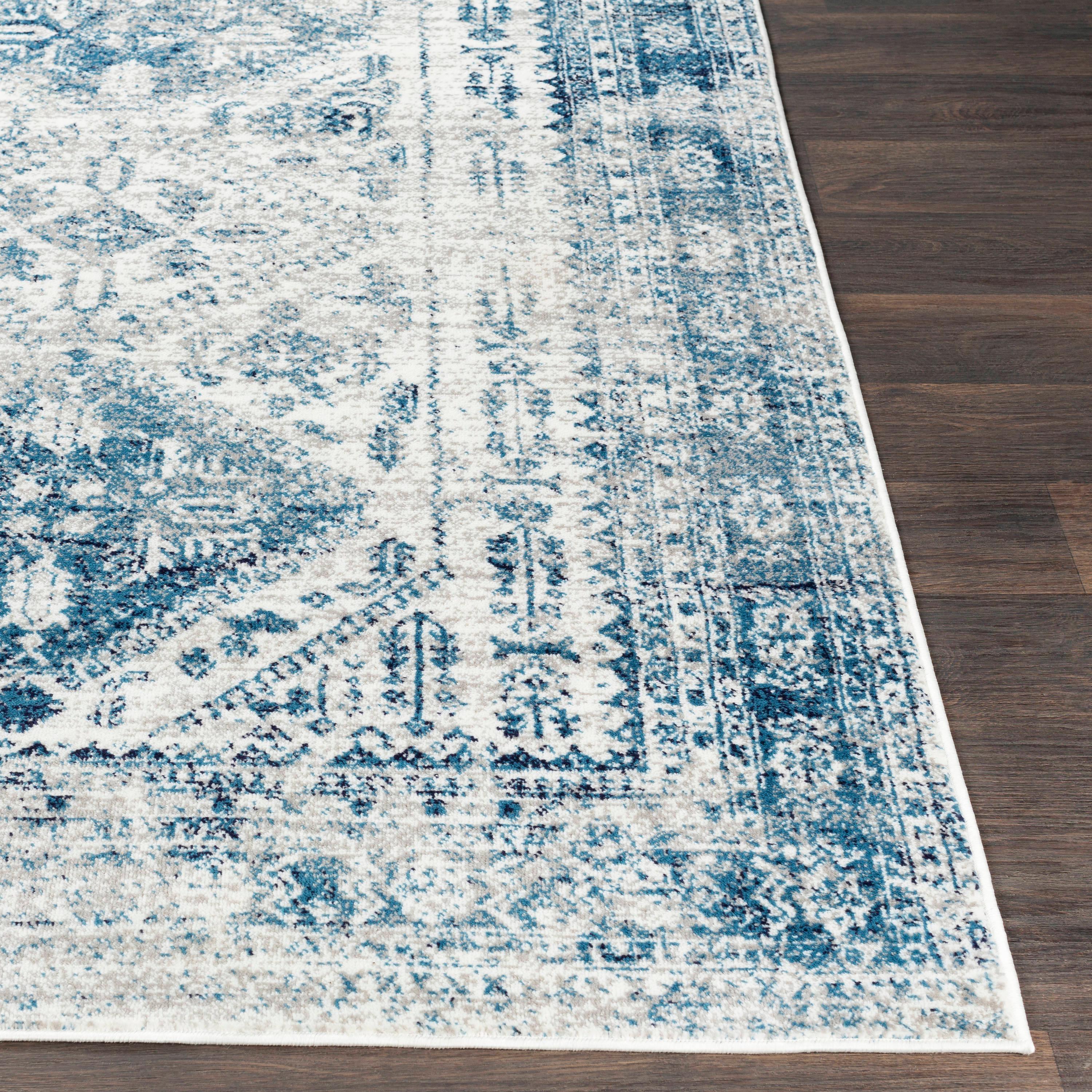 Livabliss 6'7" Square Melissa Traditional Rugs Blue: Medium Pile, Stain & Fade-Resistant, Indoor Use, 100% Polypropylene