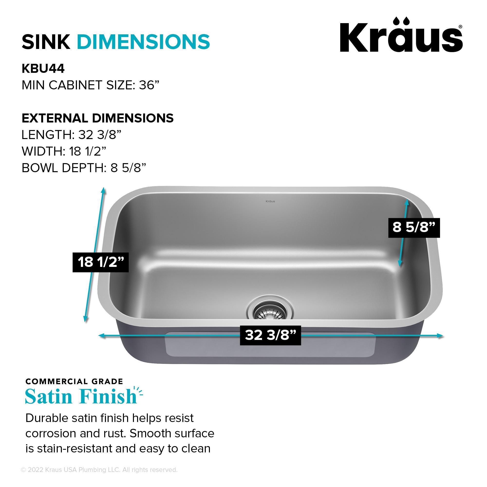 KRAUS Premier Undermount Single Bowl 18-Gauge Stainless Steel Kitchen Sink