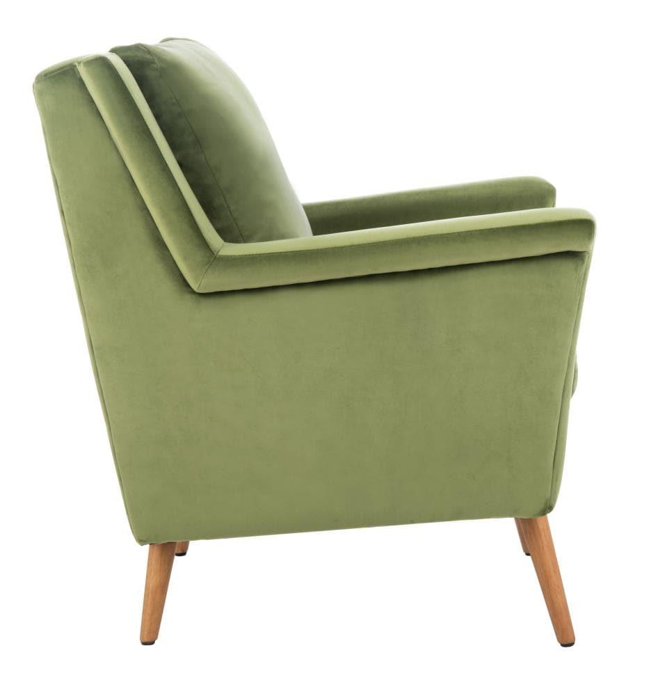 SAFAVIEH Astrid Mid-Century Modern Arm Chair, Olive Velvet