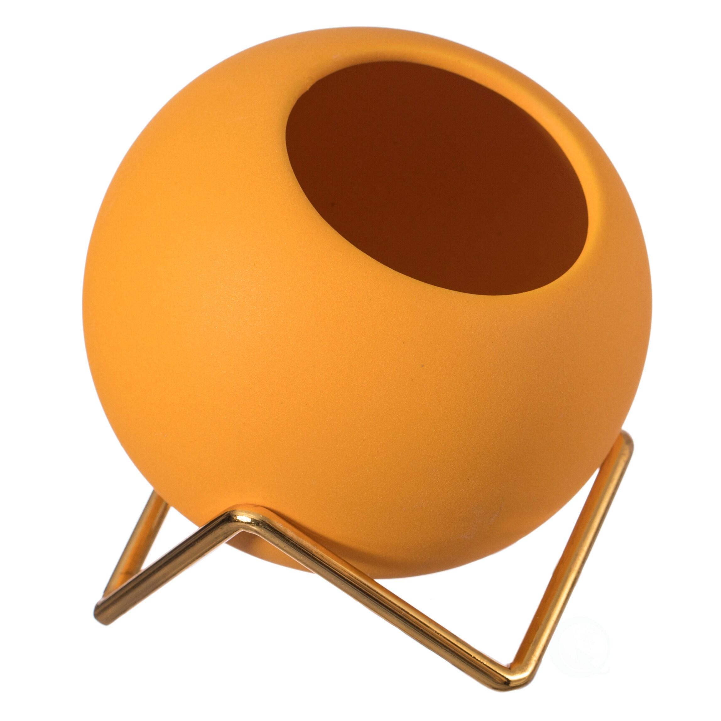 Fabulaxe Small Modern Ceramic Flower Vase for Living Room, Home Office Table, Dining Room and Entryway, Yellow