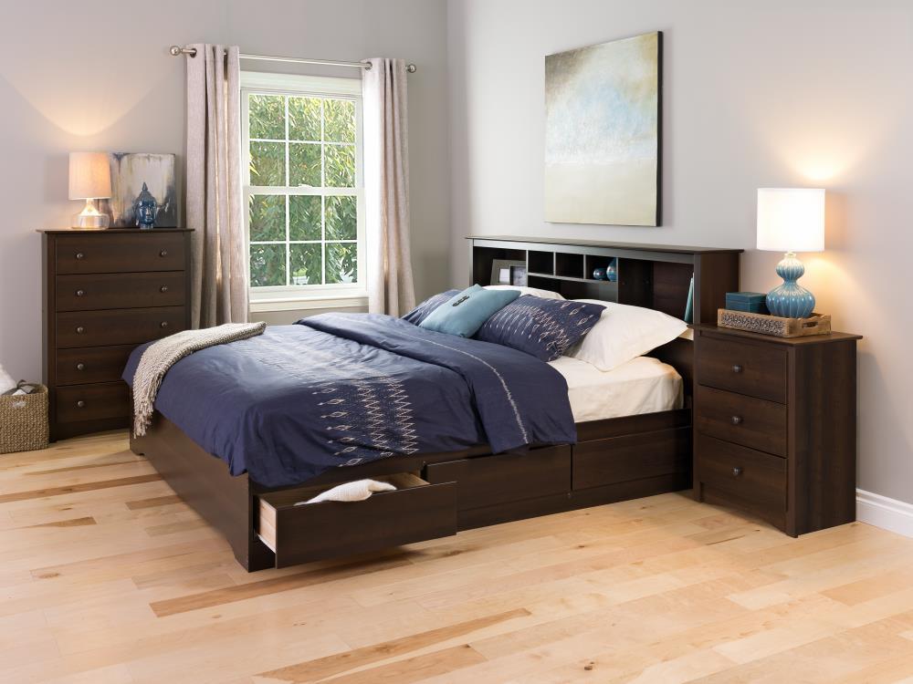Prepac Fremont Nightstand - Espresso: Wood Composite, 3 Storage Drawers, Bedroom Furniture