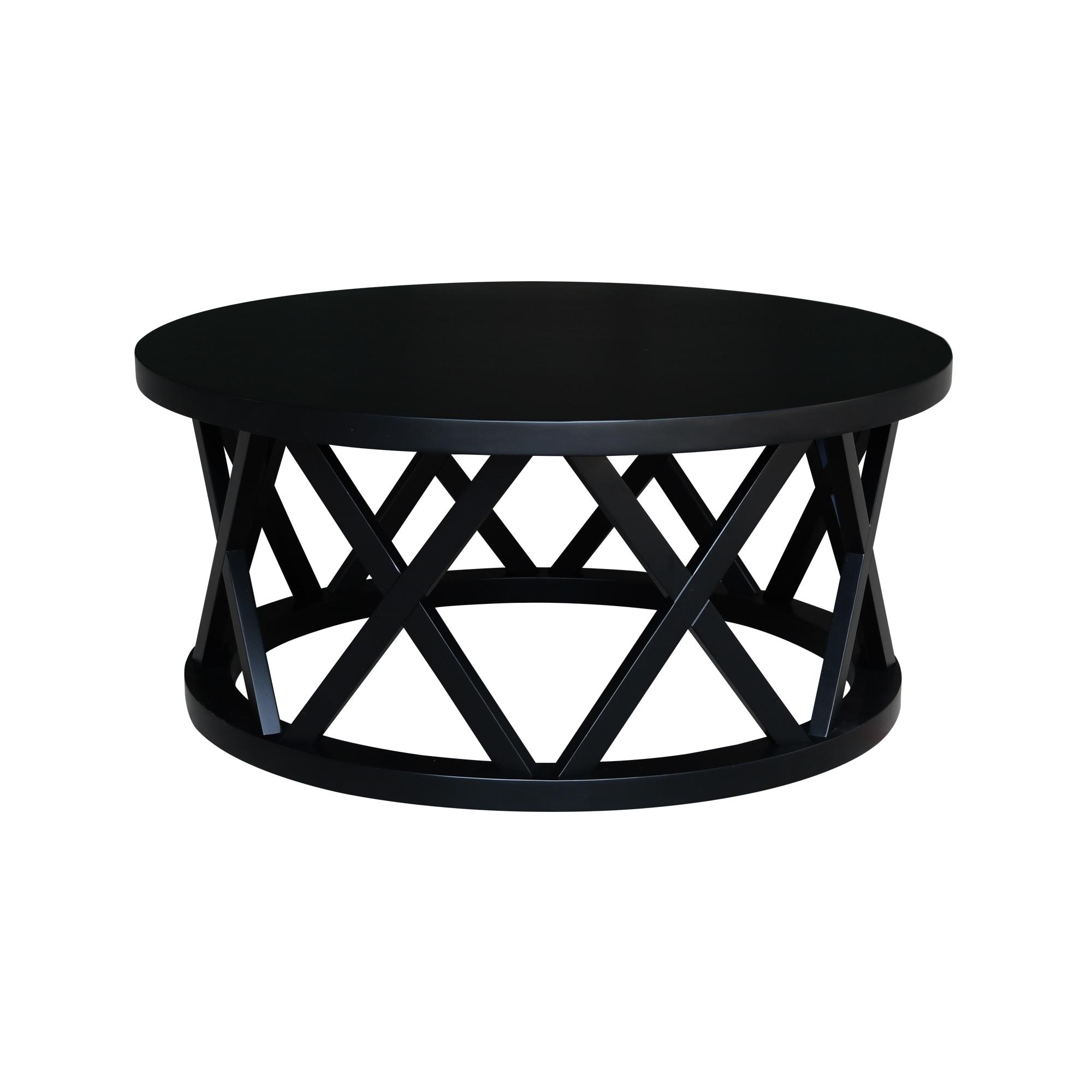 40" Ceylon Round Coffee Table Black - International Concepts: Hardwood Frame, Spot Clean, 18" Height