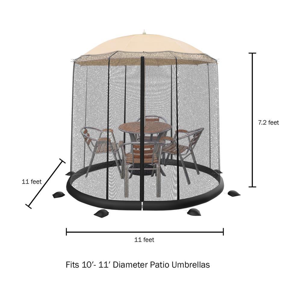 Nature Spring Patio Umbrella Bug Net -Fits 10-11' Umbrellas - Black