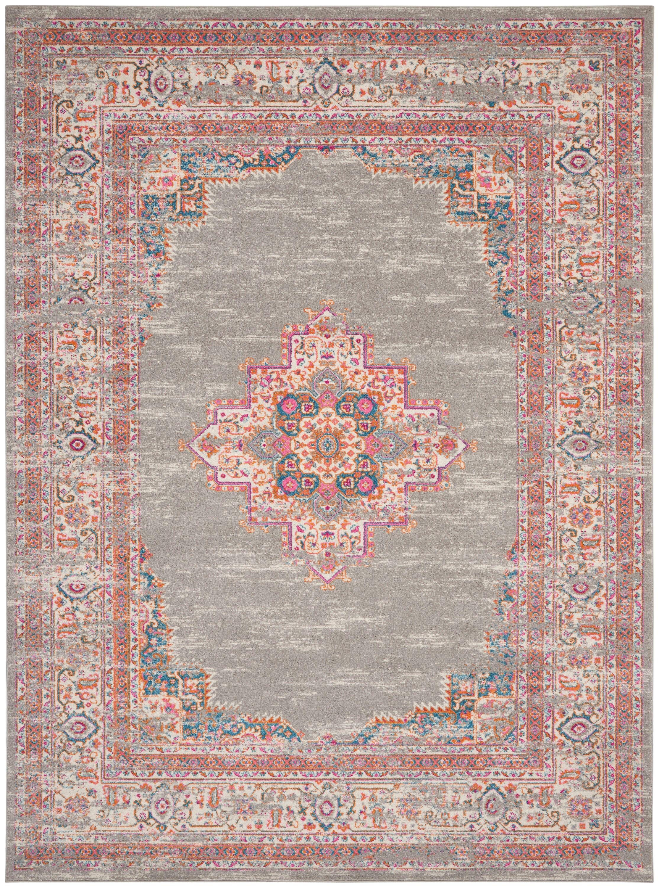 Nourison Passion Medallion Bohemian Indoor Rug Grey 12' x 15'