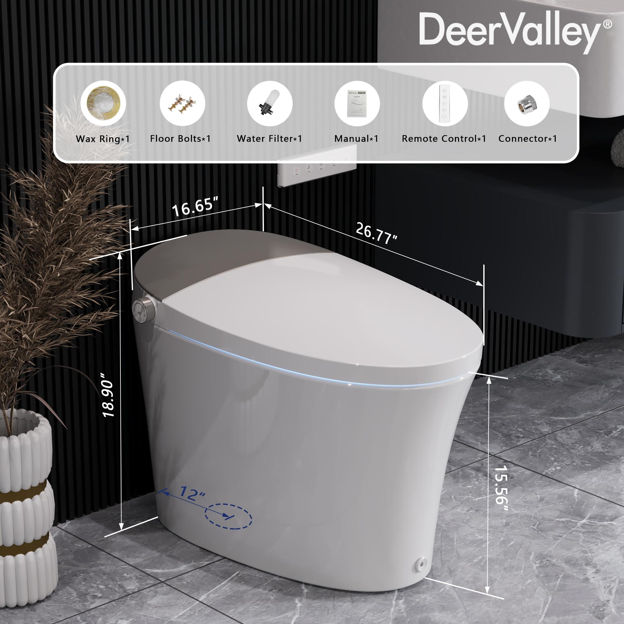 DeerValley DV-1S0150-V3 Smart Bidet Toilet Elongated, Auto Open/Close Lid, Seat Heat, Foot Kick & Blackout Flush, Premium