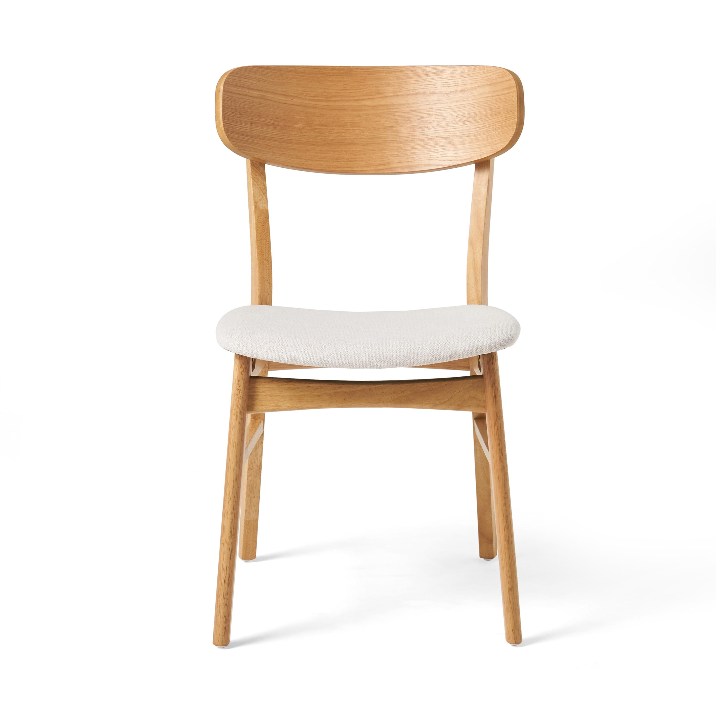 Set of 2 Lucious Dining Chair Light Beige/Oak - Christopher Knight Home: Upholstered, Rubberwood Frame, Scandinavian Style
