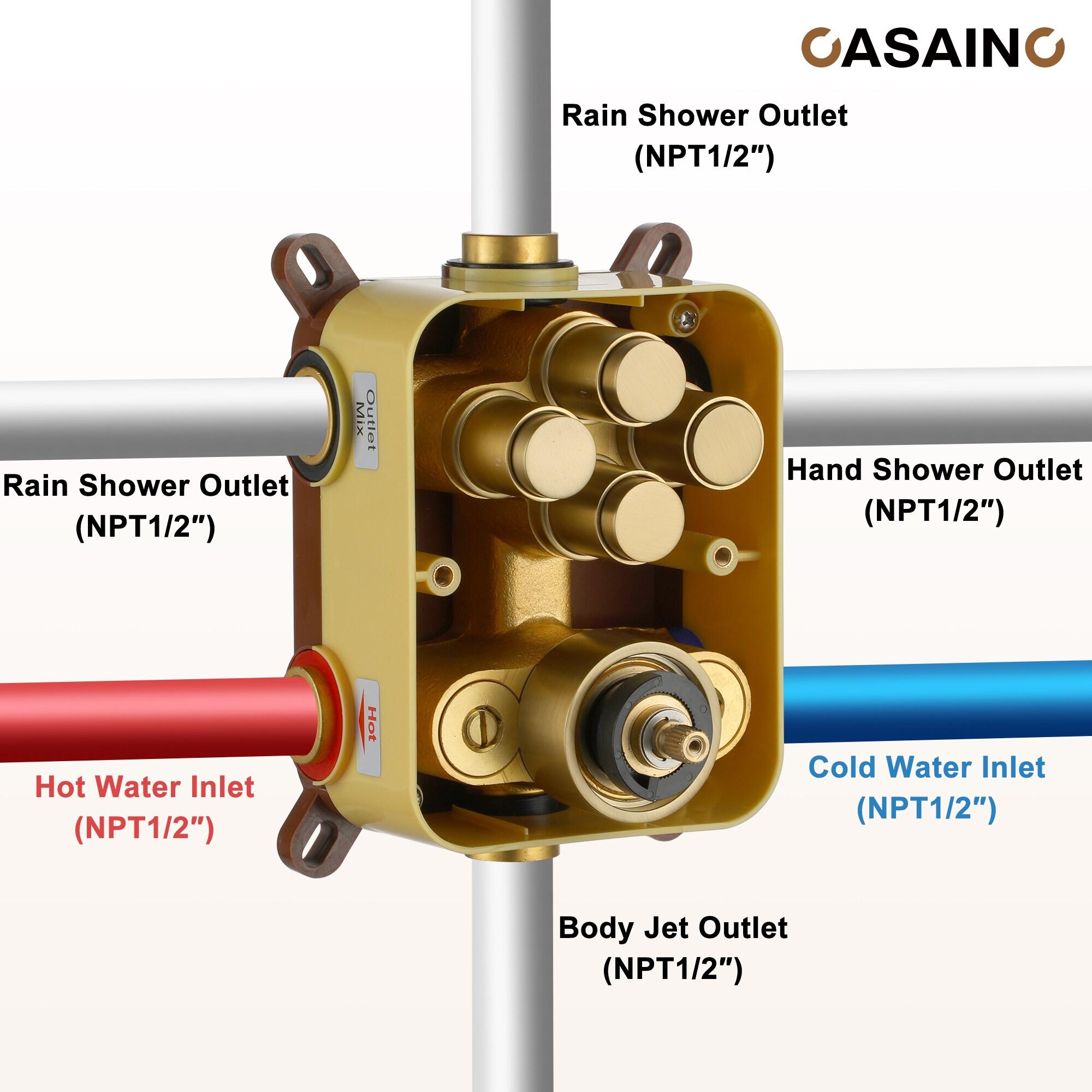 CASAINC Single Handle 1-Spray Thermostatic 4-function Shower System Dual Showerhead