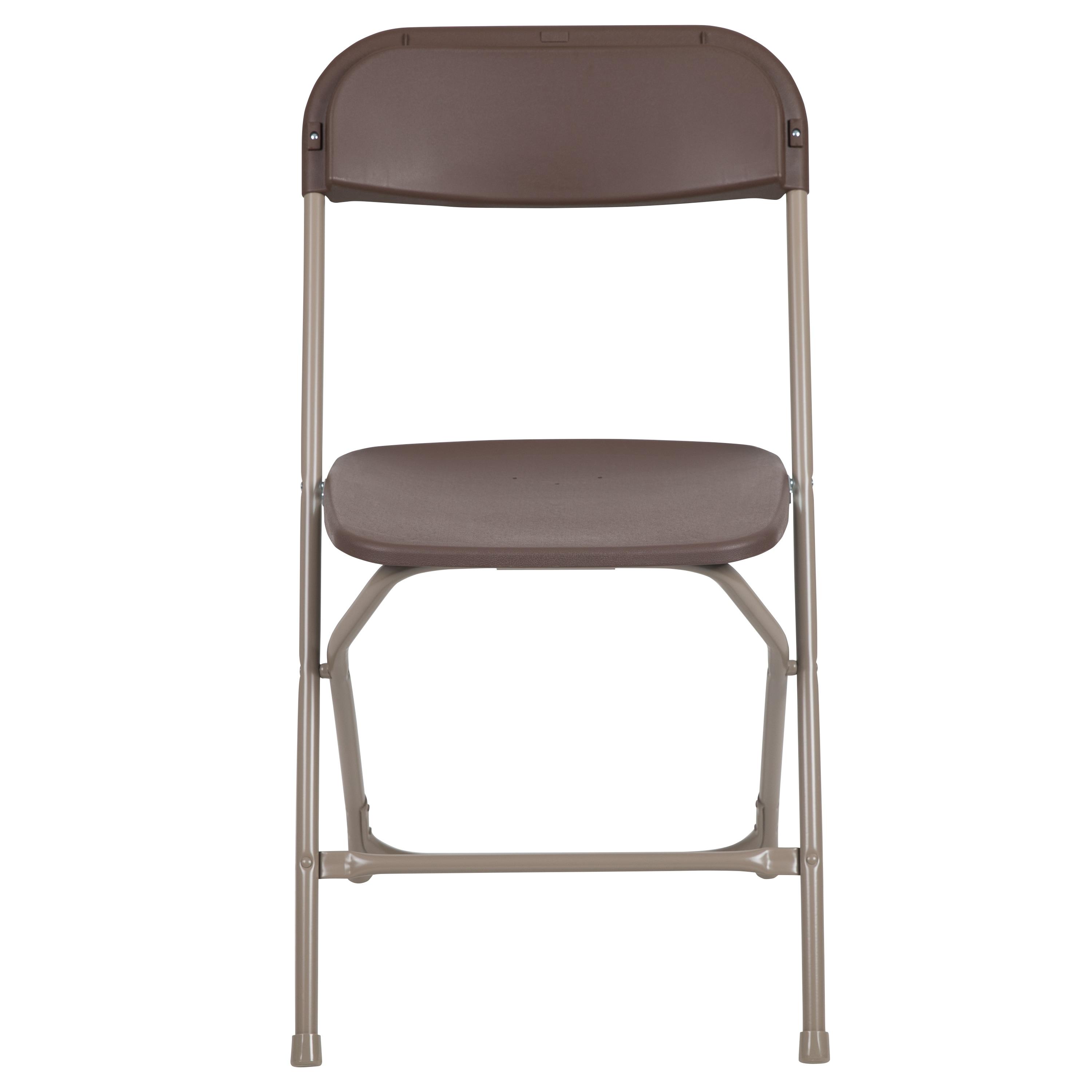 Flash Furniture Hercules Series Plastic Folding Chair Brown - 2 Pack 650LB Weight Capacity Comfortable Event Chair-Lightweight Folding Chair