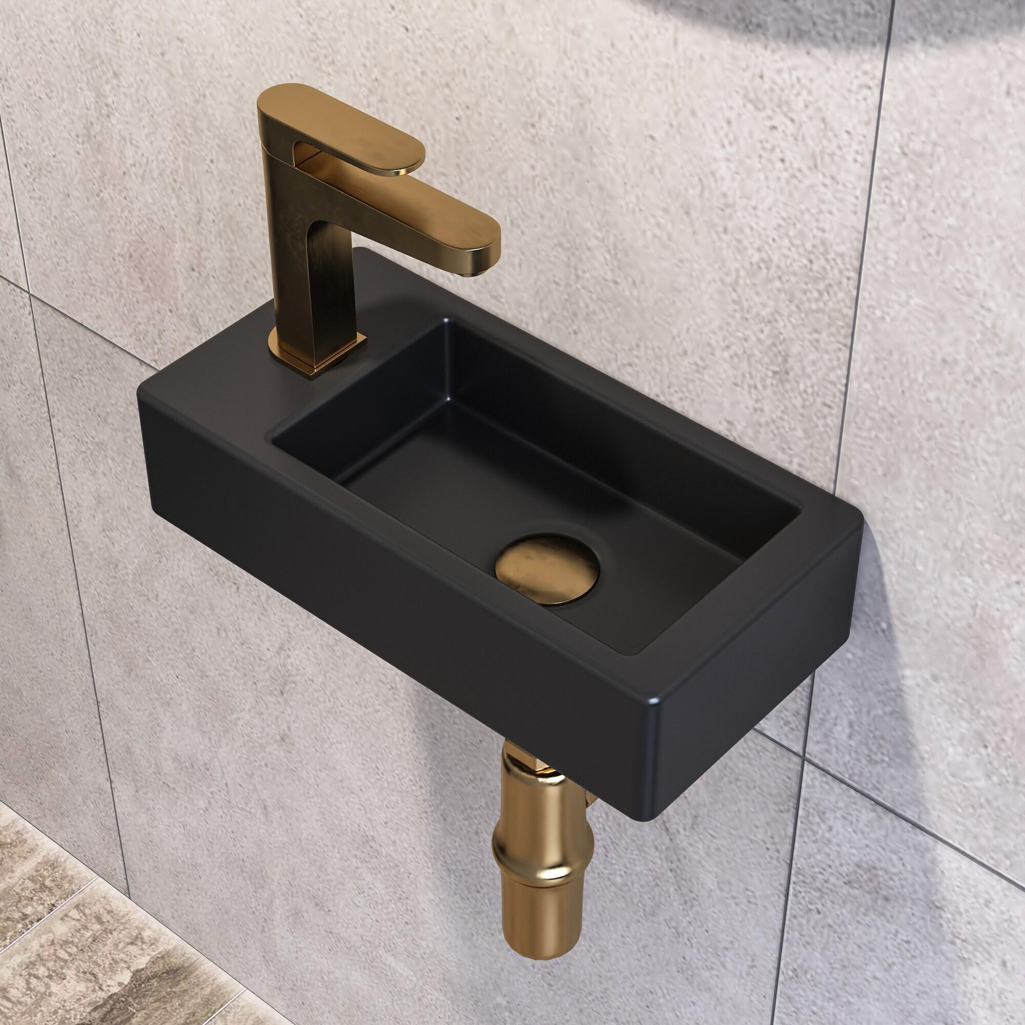 Liberty 14.57'' x 7'' Vitreous China Rectangular Wall Mount Bathroom Sink with Left Faucet Hole for Small Space