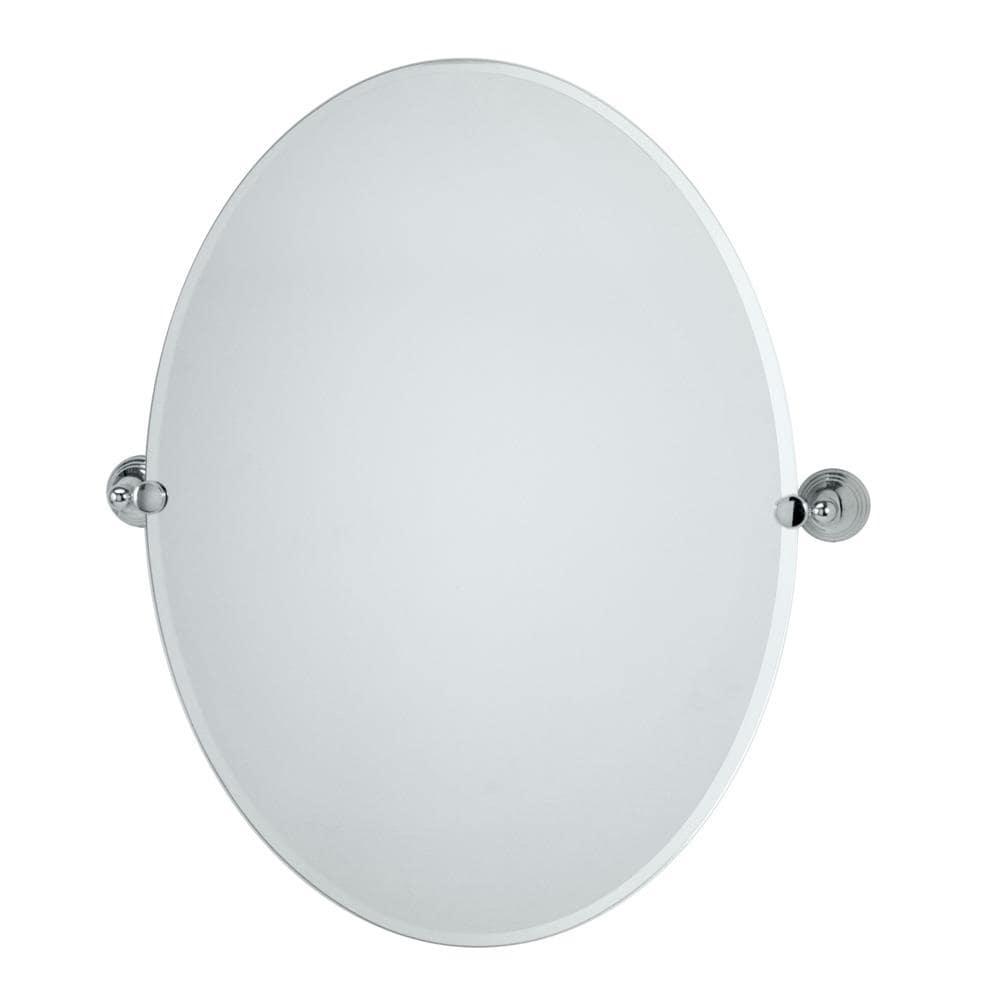 Charlotte Frameless Oval Wall Mounted Mirror | Bathroom Vanity Pivot Mirror