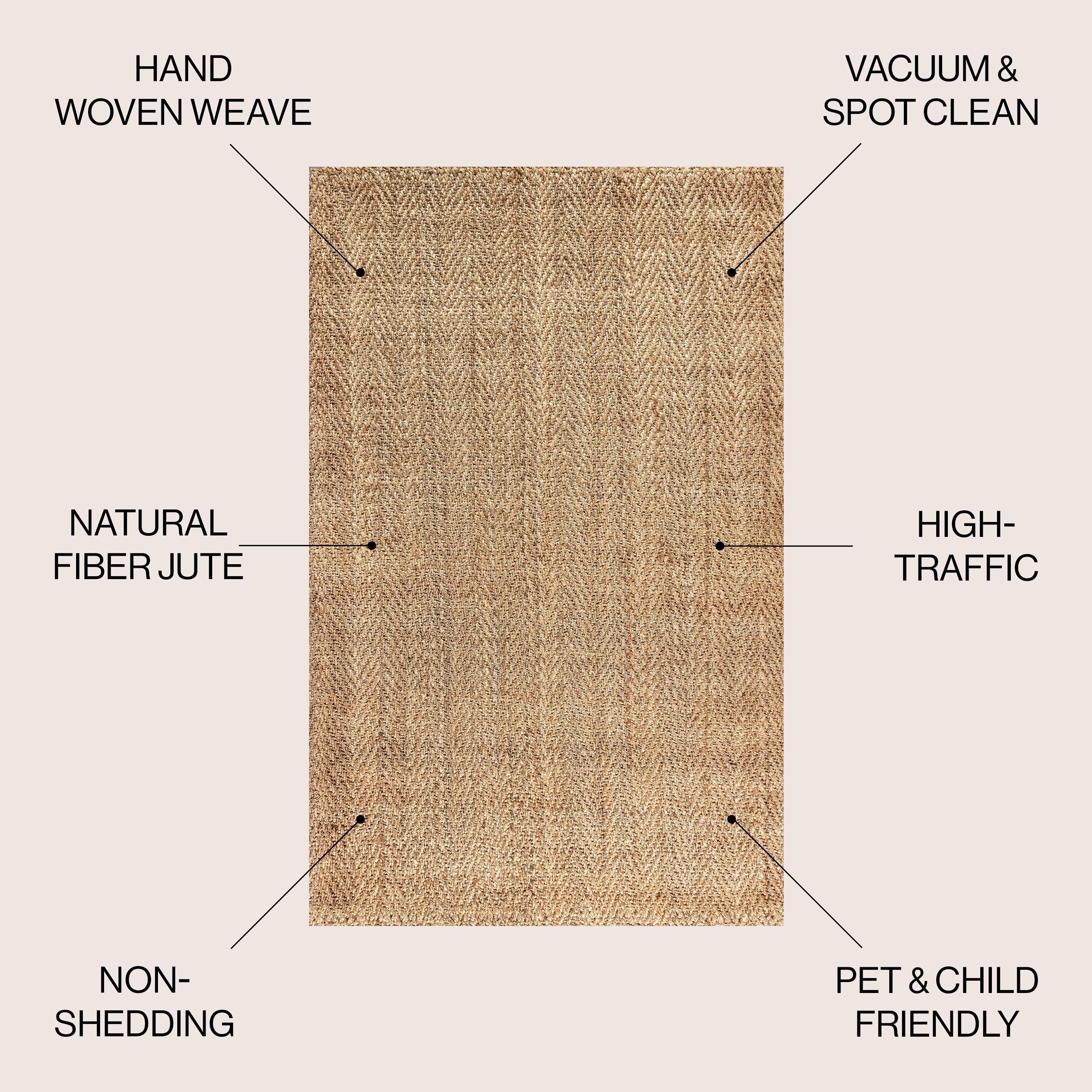 Espina Hand Woven Herringbone Chunky Jute Natural 6' Square Area Rug - JONATHAN Y