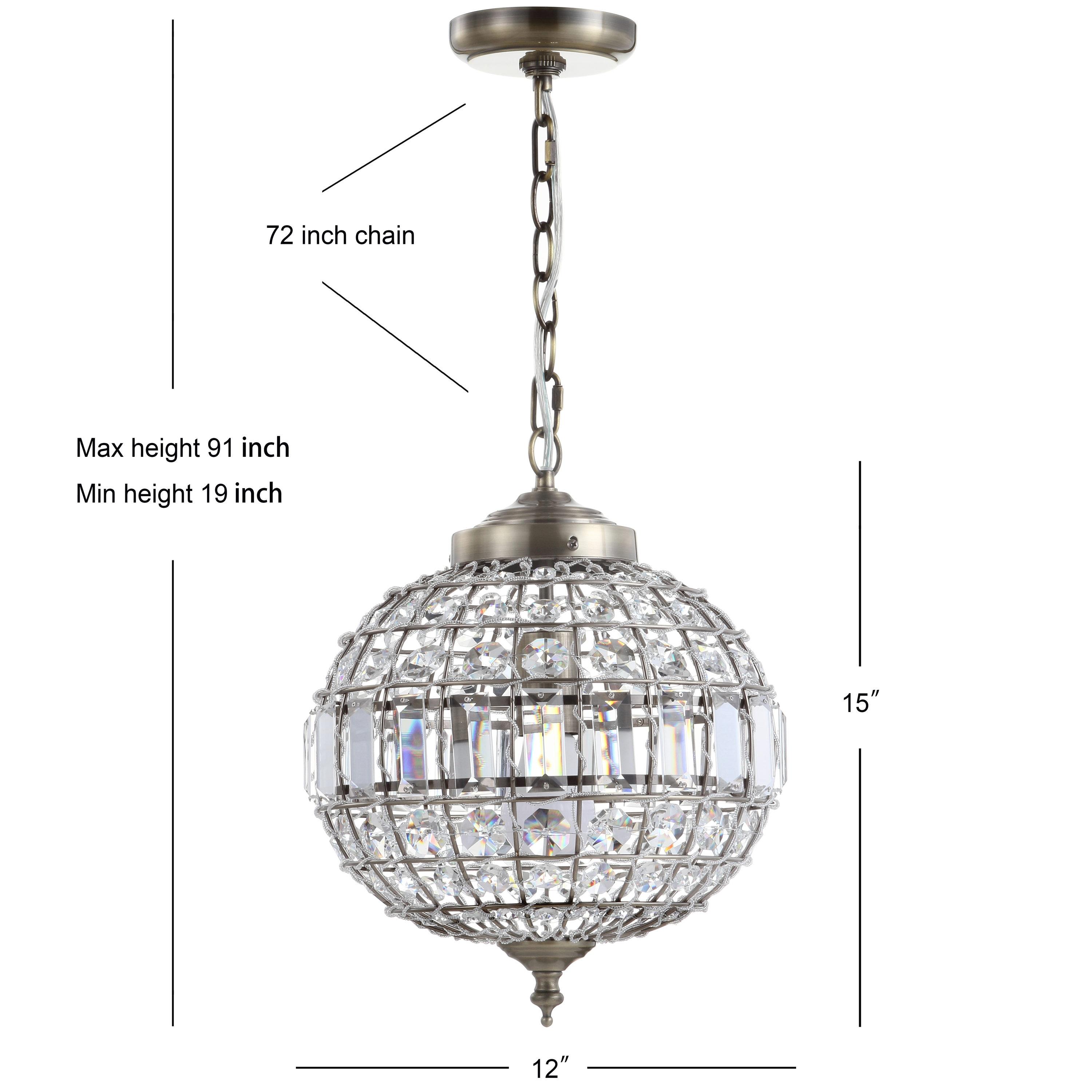 JONATHAN Y Georgina 12" Crystal/Metal LED Pendant Pendant, Antique Brass