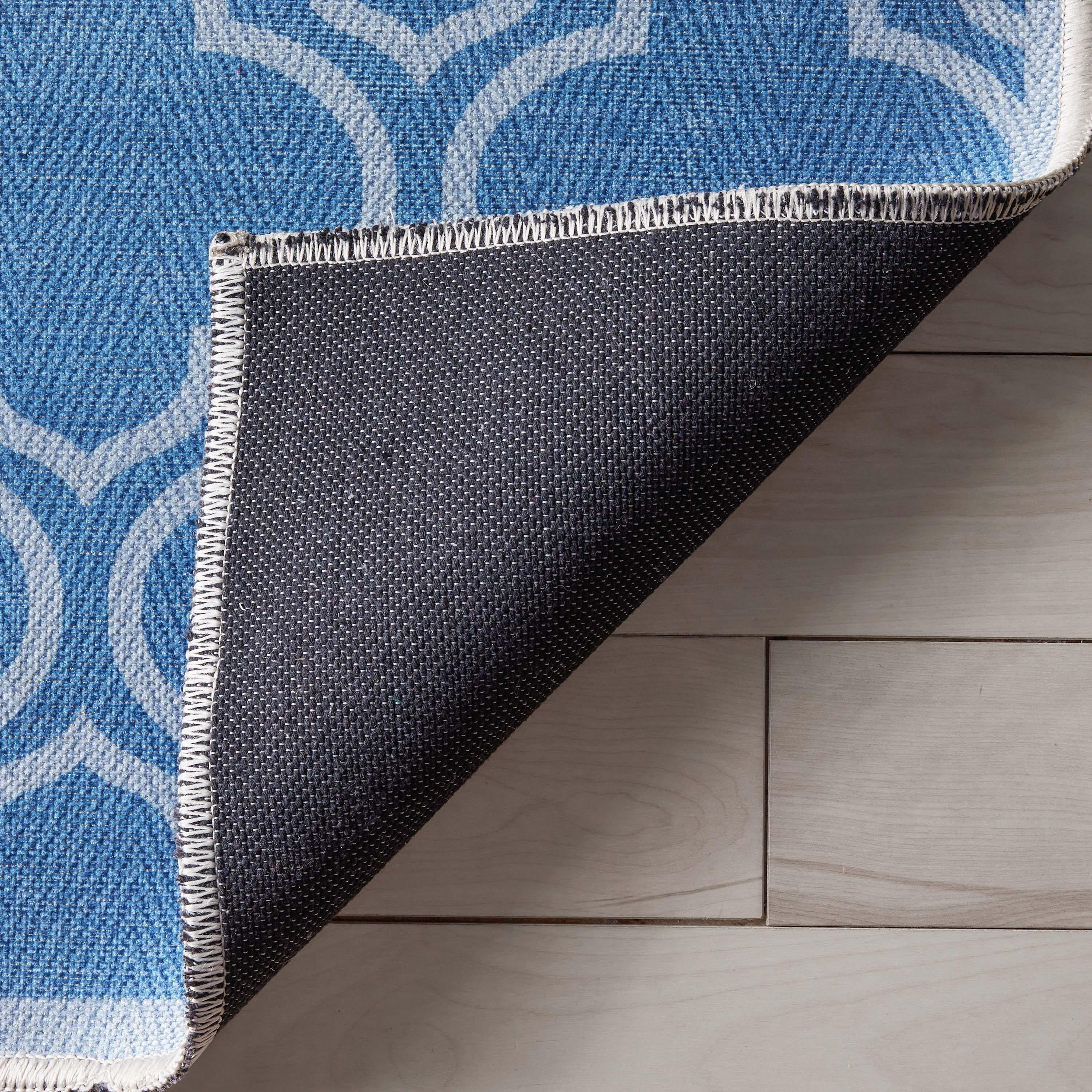 Kehr Lattice Moroccan Blue Machine Washable Area Rug