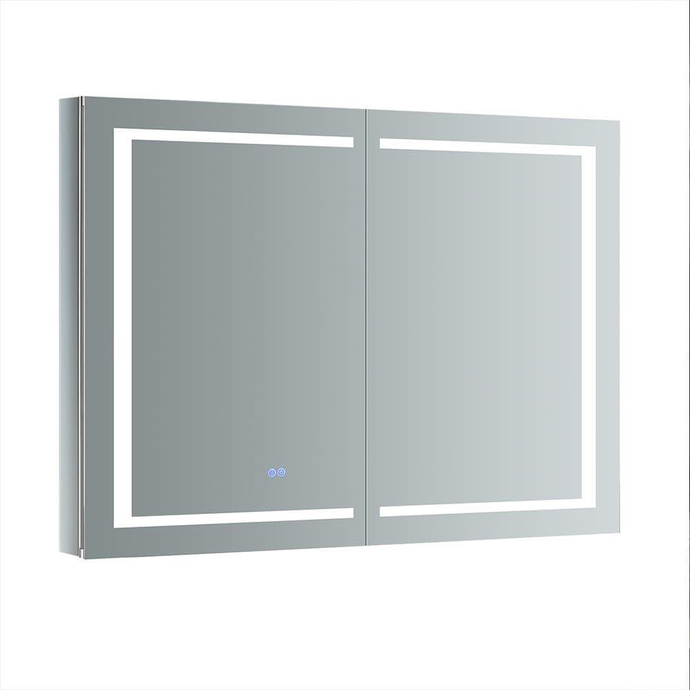 Elegant 48"x36" Frameless Aluminum Medicine Cabinet with LED & Defogger