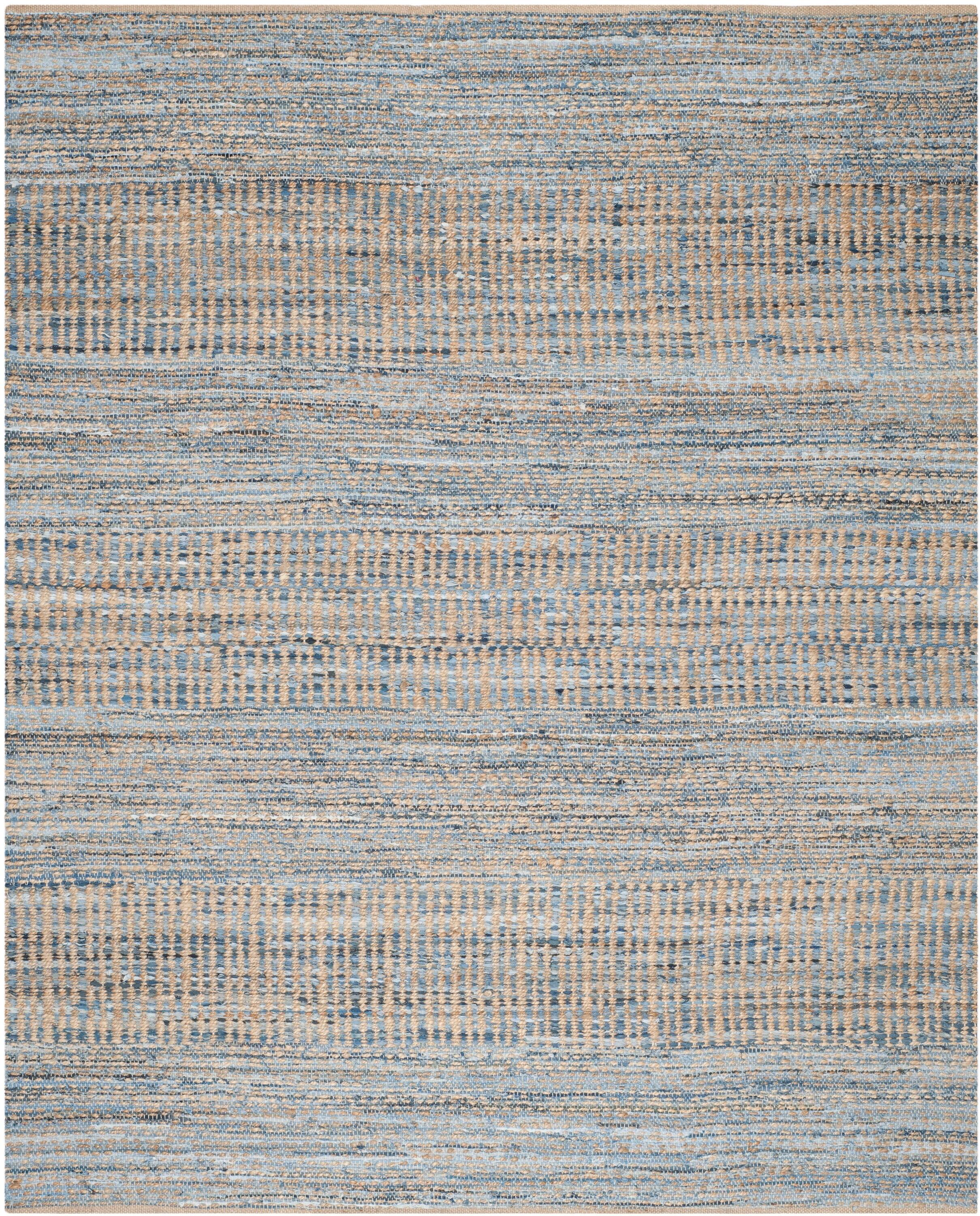 SAFAVIEH Cape Cod Gladwyn Braided Striped Jute Area Rug, 10' x 14', Natural/Blue