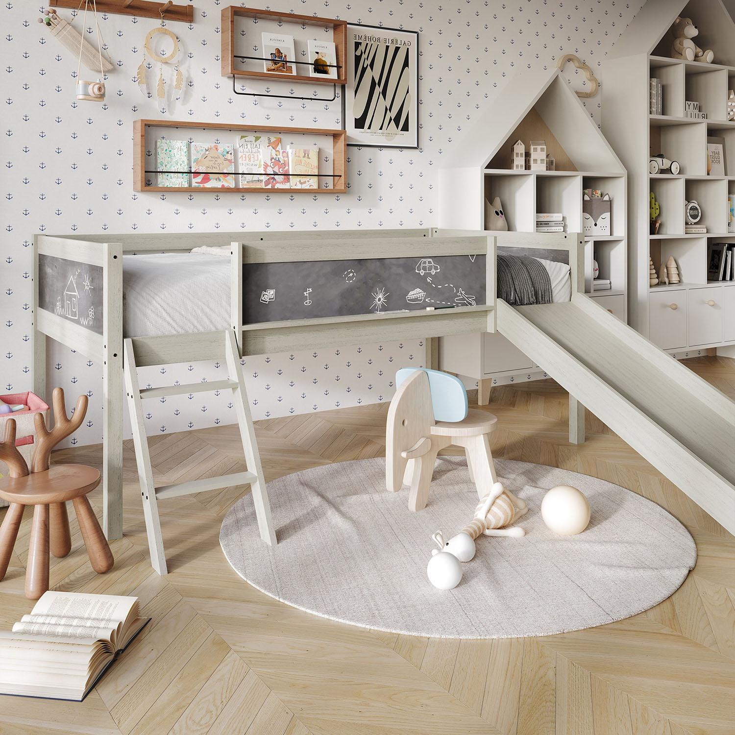 ChaletPosh Twin Size Wooden Loft Bed in Antique Grey
