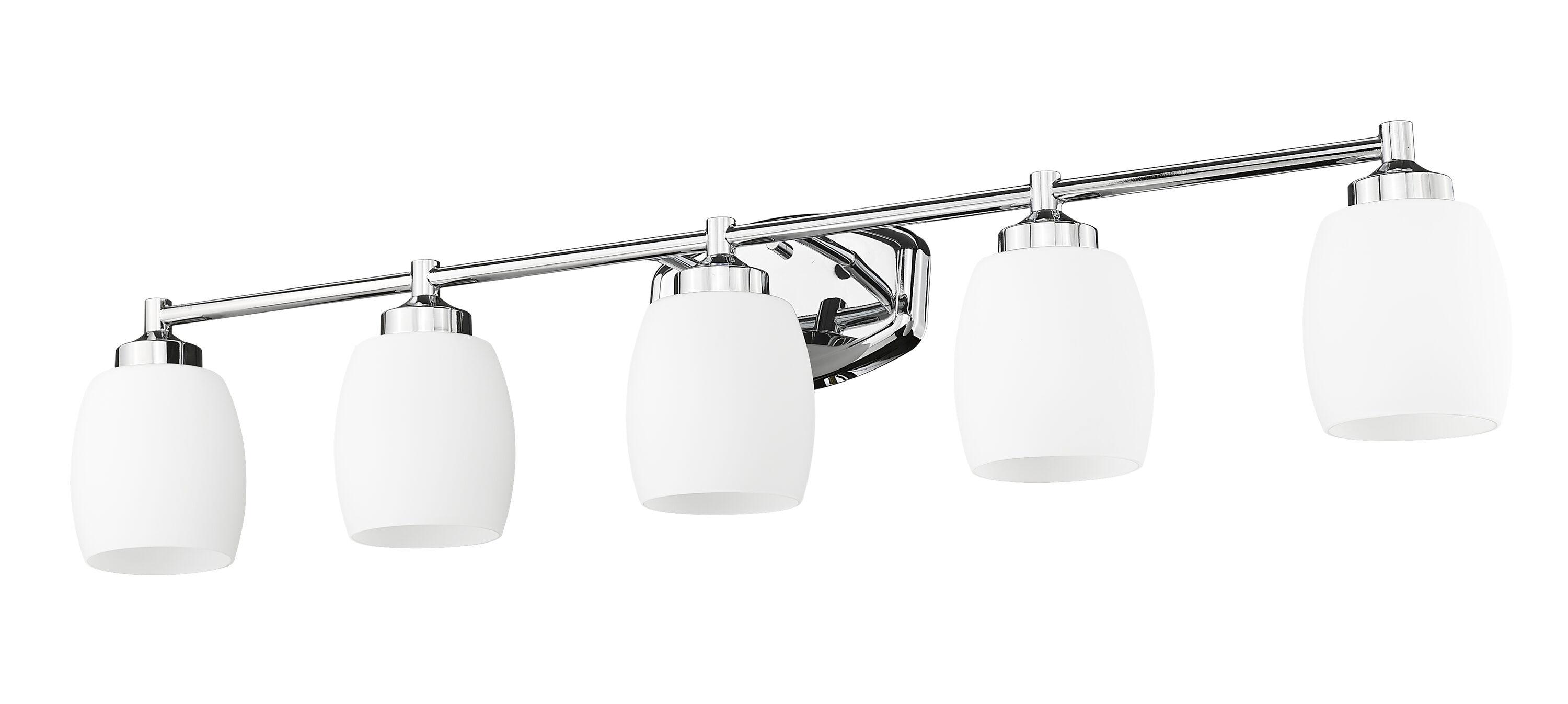 Kendrick 39.25" Chrome Vanity Light with Matte Opal Glass Shades