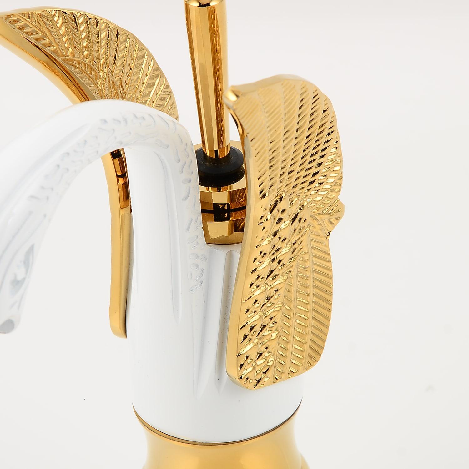 BWE Single Handle Vessel Sink Faucet with Pop-Up Drain in Gold