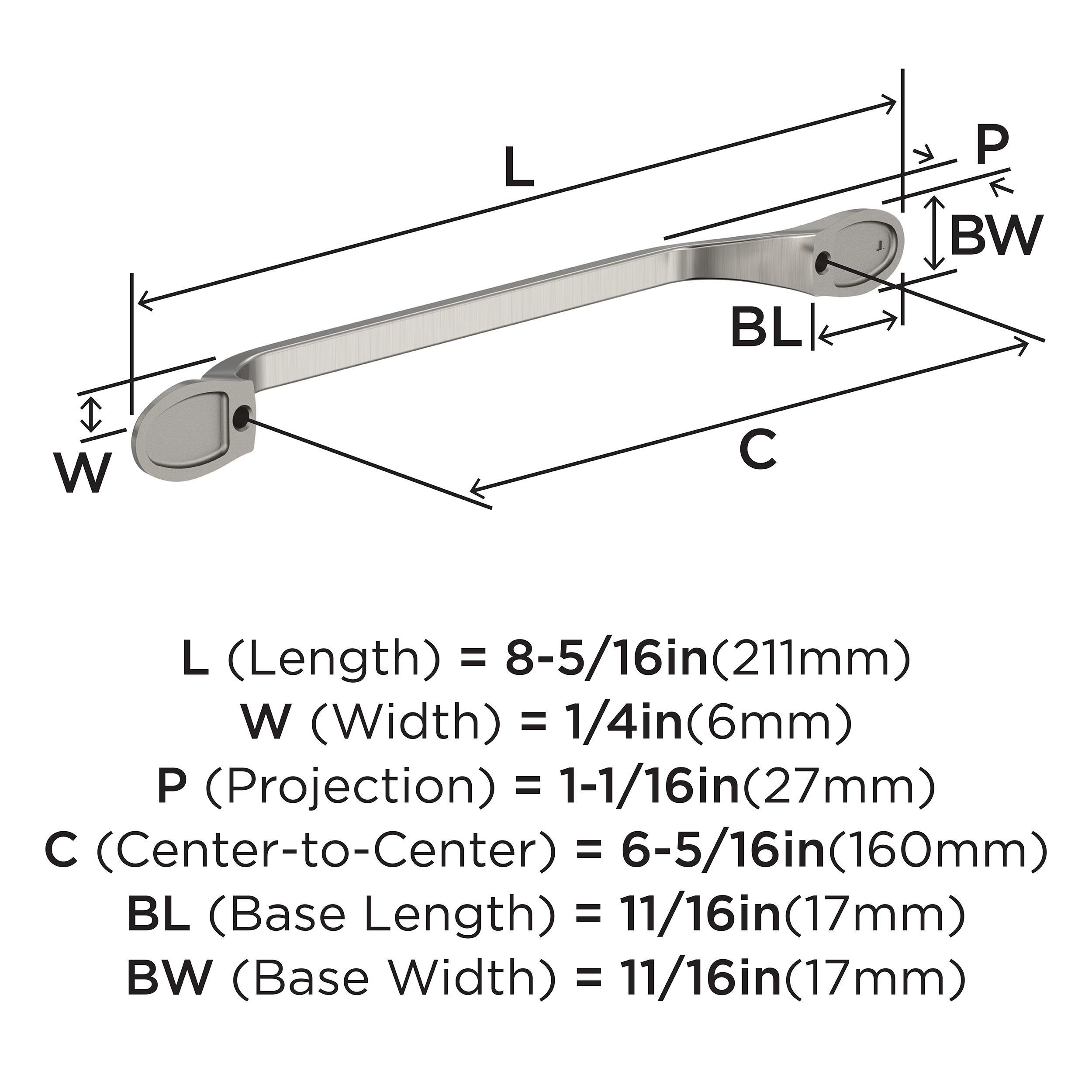 Ravino 6-5/16 in. (160mm) Classic Satin Nickel Arch Cabinet Pull