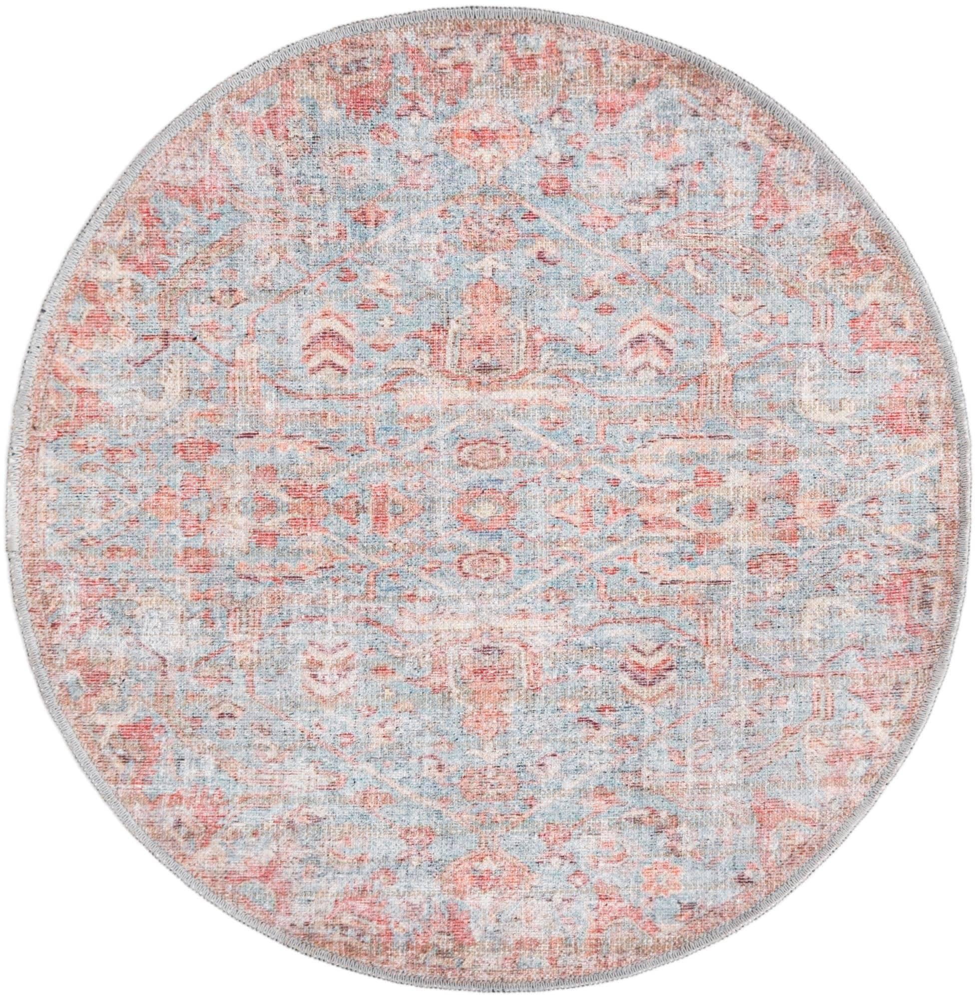 Unique Loom 3' 3 x 3' 3 Nostalgia Olivia Machine Washable Antique Blue Area Rug