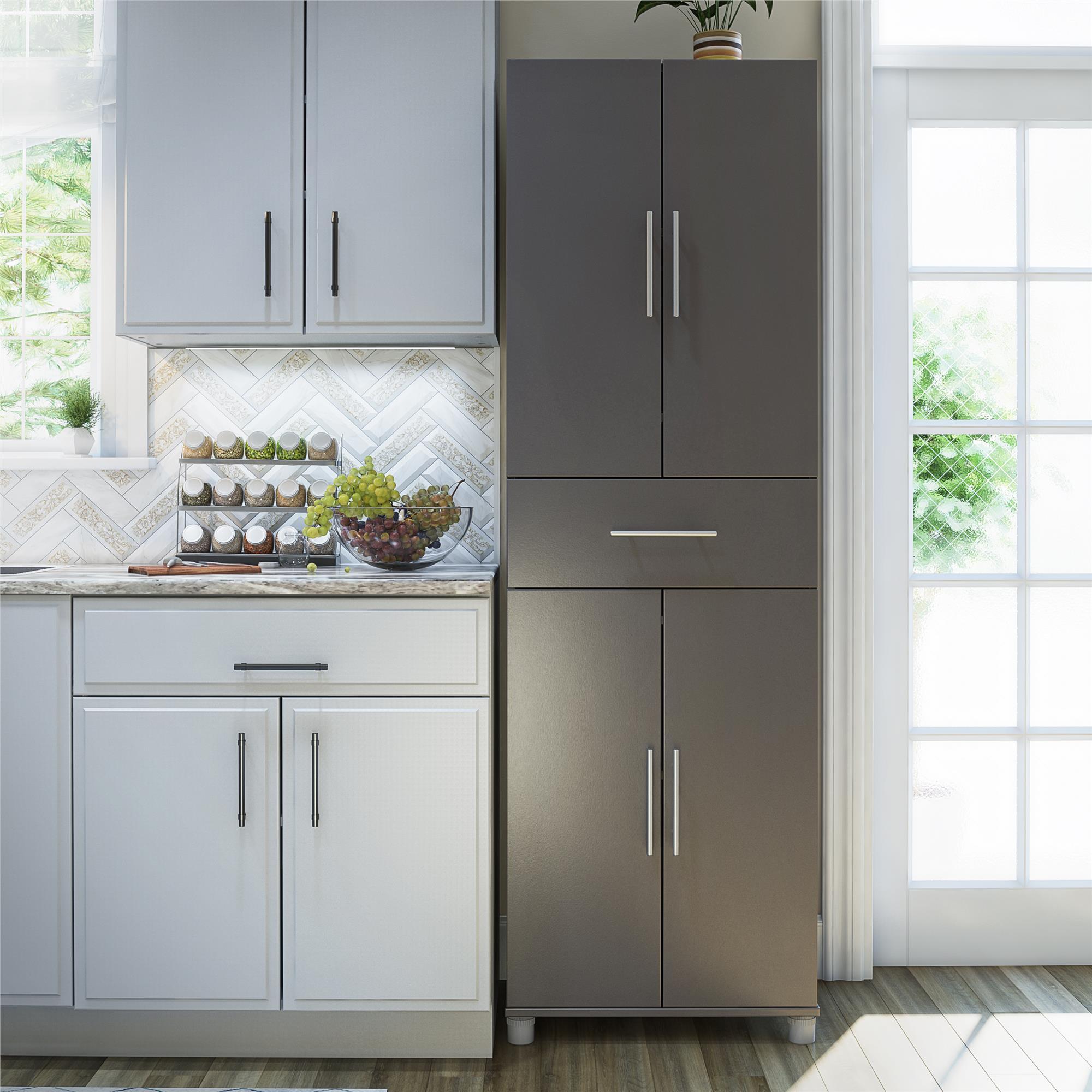 Camberly 4 Door/1 Drawer Storage Cabinet, Graphite Gray