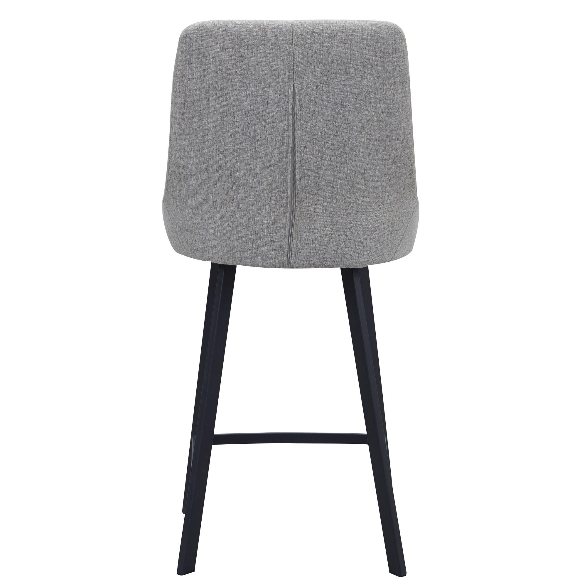 Leick Home Upholstered Back Counter Height Stool with Steel Base Set of 2 in Gray and Black