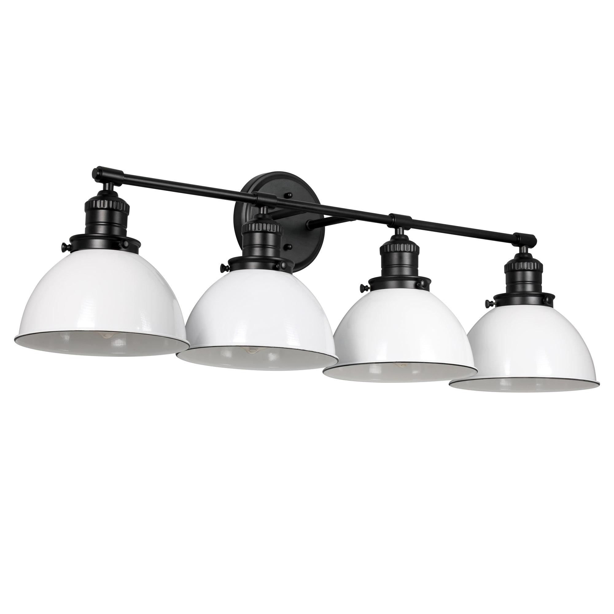 Design House 589051-BLK Savannah Farmhouse 4-Light Indoor Vanity Light Dimmable White Metal Shade, Matte Black