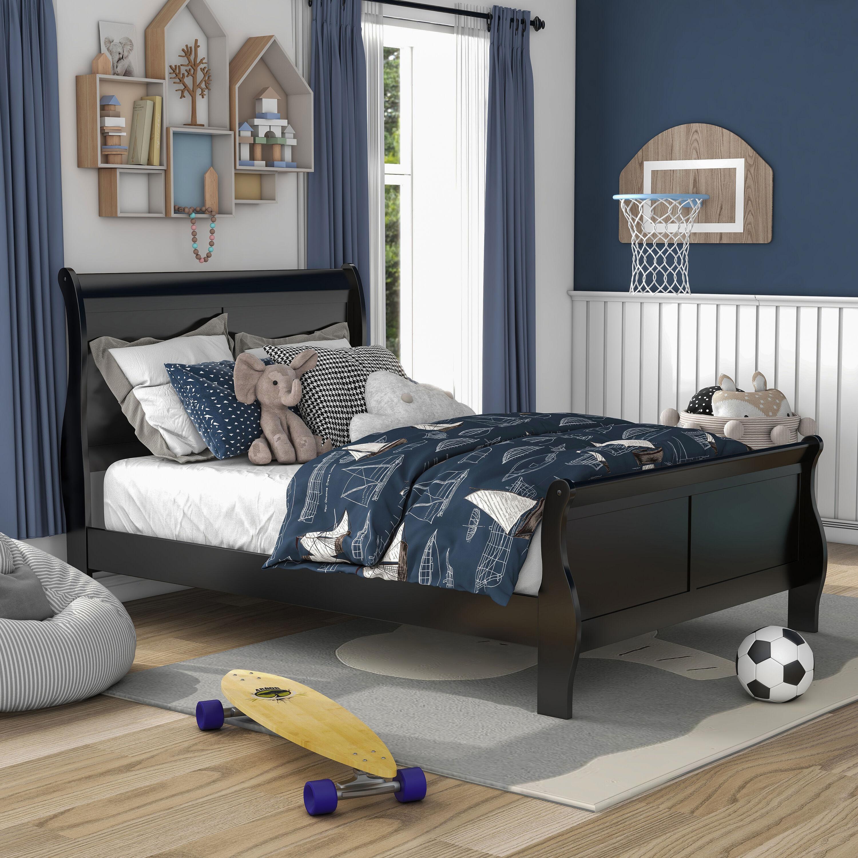 Furniture of America Toni Transitional Solid Wood Panel Twin Bed in Black
