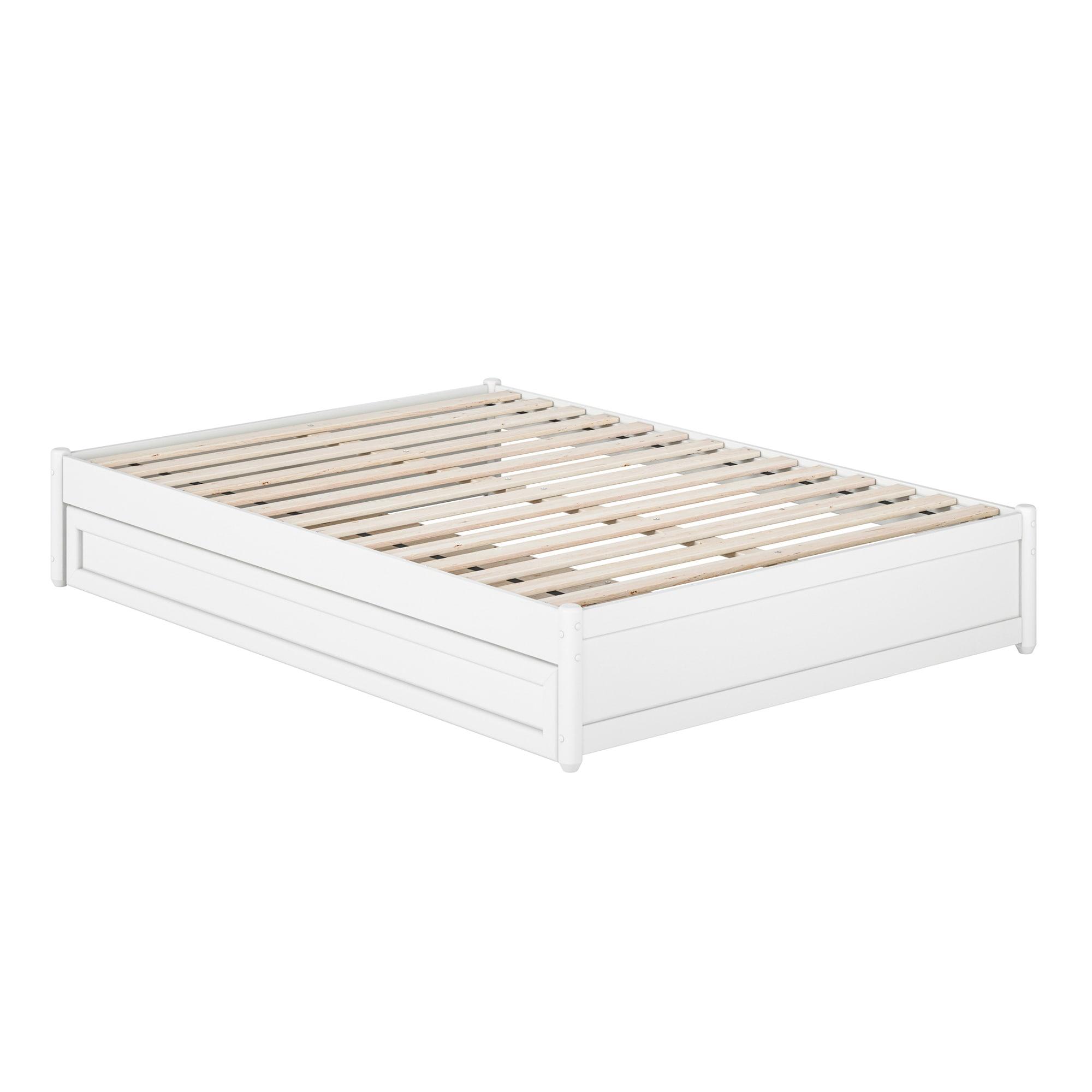 AFI Furnishings AFI Barcelona Full Solid Wood Panel Platform Bed with Twin Trundle in White
