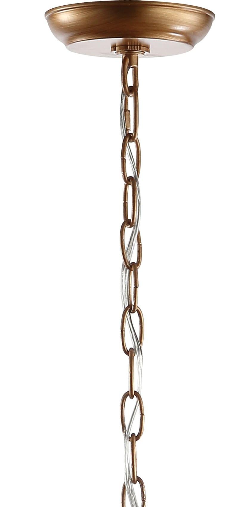Isabelle 20" Adjustable Metal/Glass LED Pendant, Antique Gold