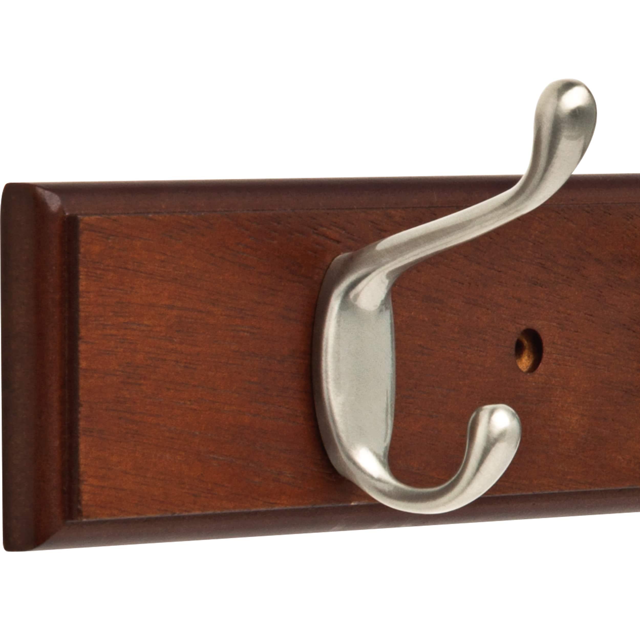 Franklin Brass 27 in. Rail with 6 Heavy Duty Coat and Hat Hooks in Bark and Satin Nickel