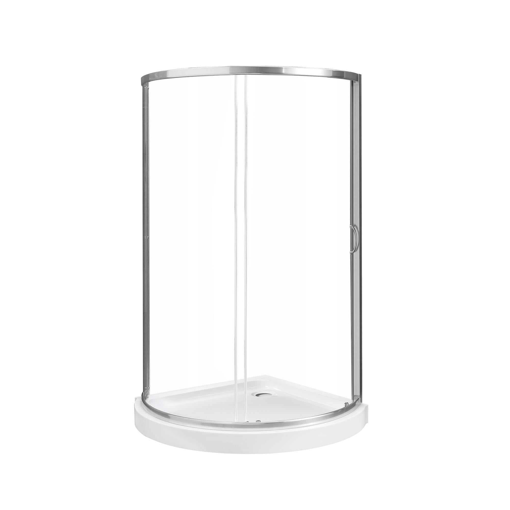 OVE Decors Breeze Premium 33 in. Framed Round Shower Kit w/ Clear Glass, Base