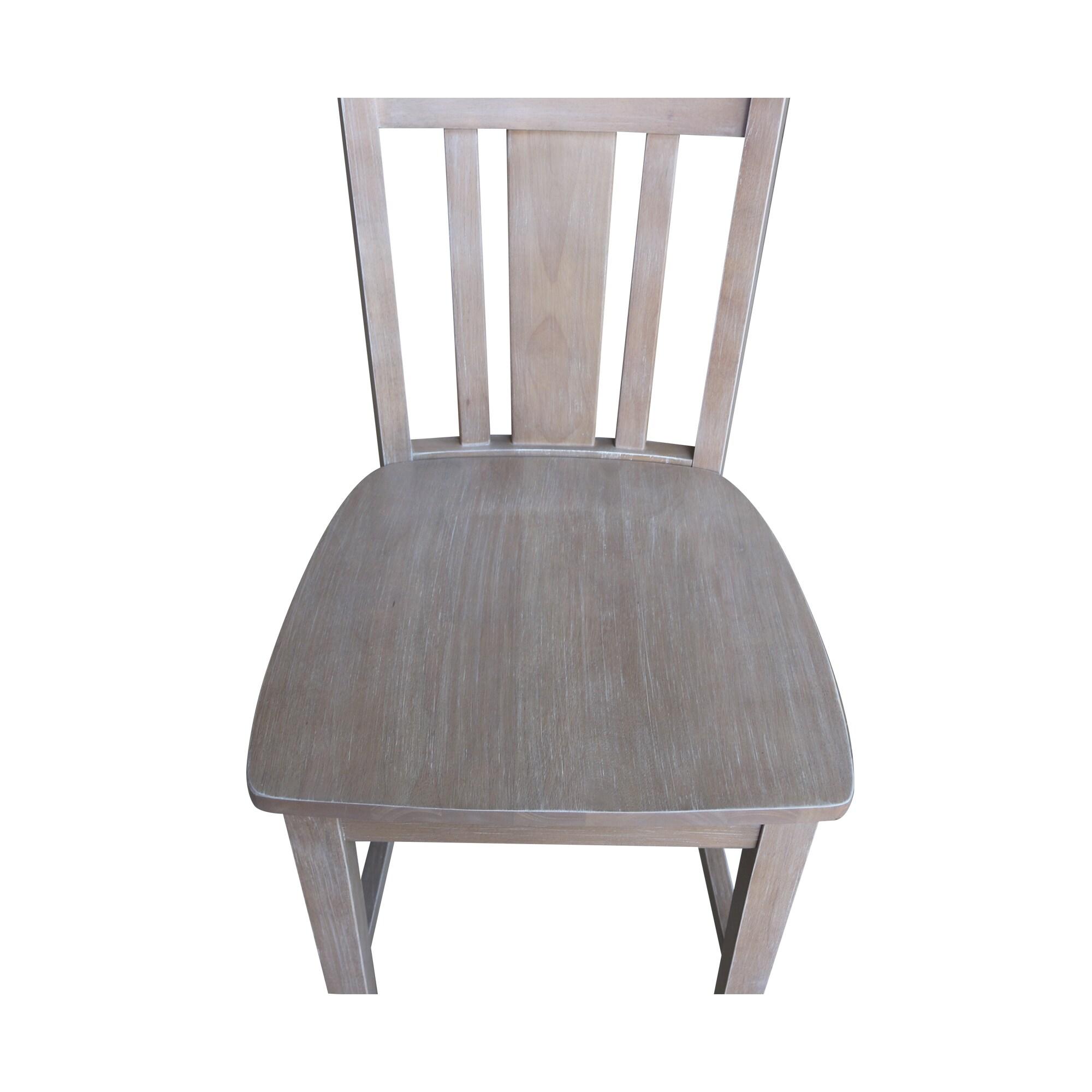 24" San Remo Counter Height Barstool Washed Gray Taupe - International Concepts: Solid Wood, No Assembly Required