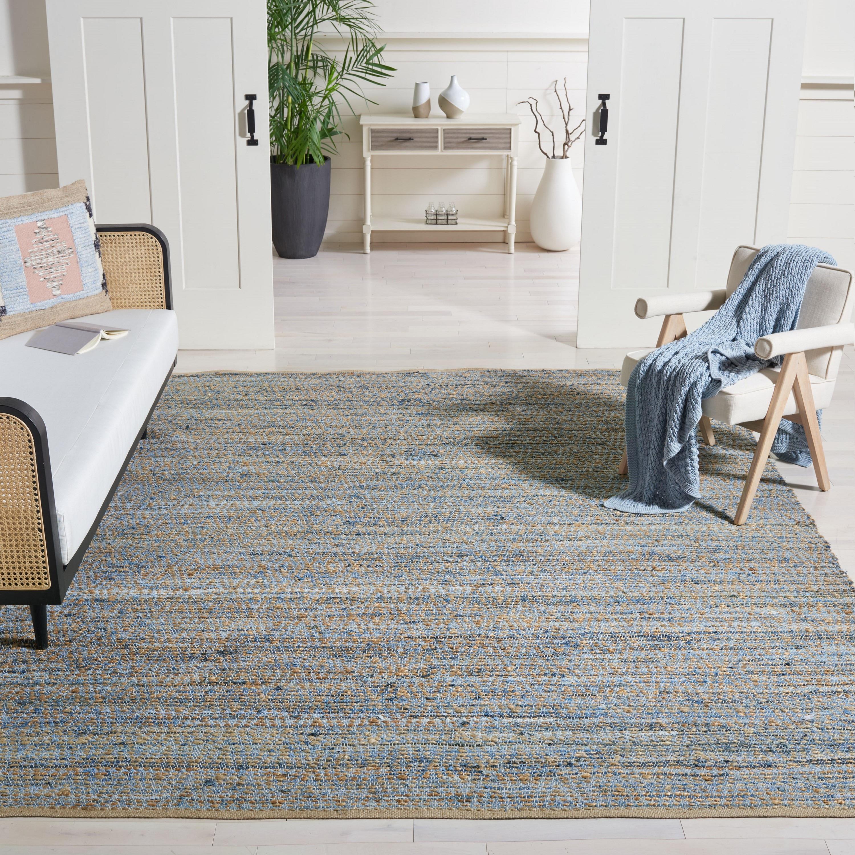 Cape Cod CAP351 Woven Indoor Area Rug - Natural/Blue - 10'x14' - Safavieh