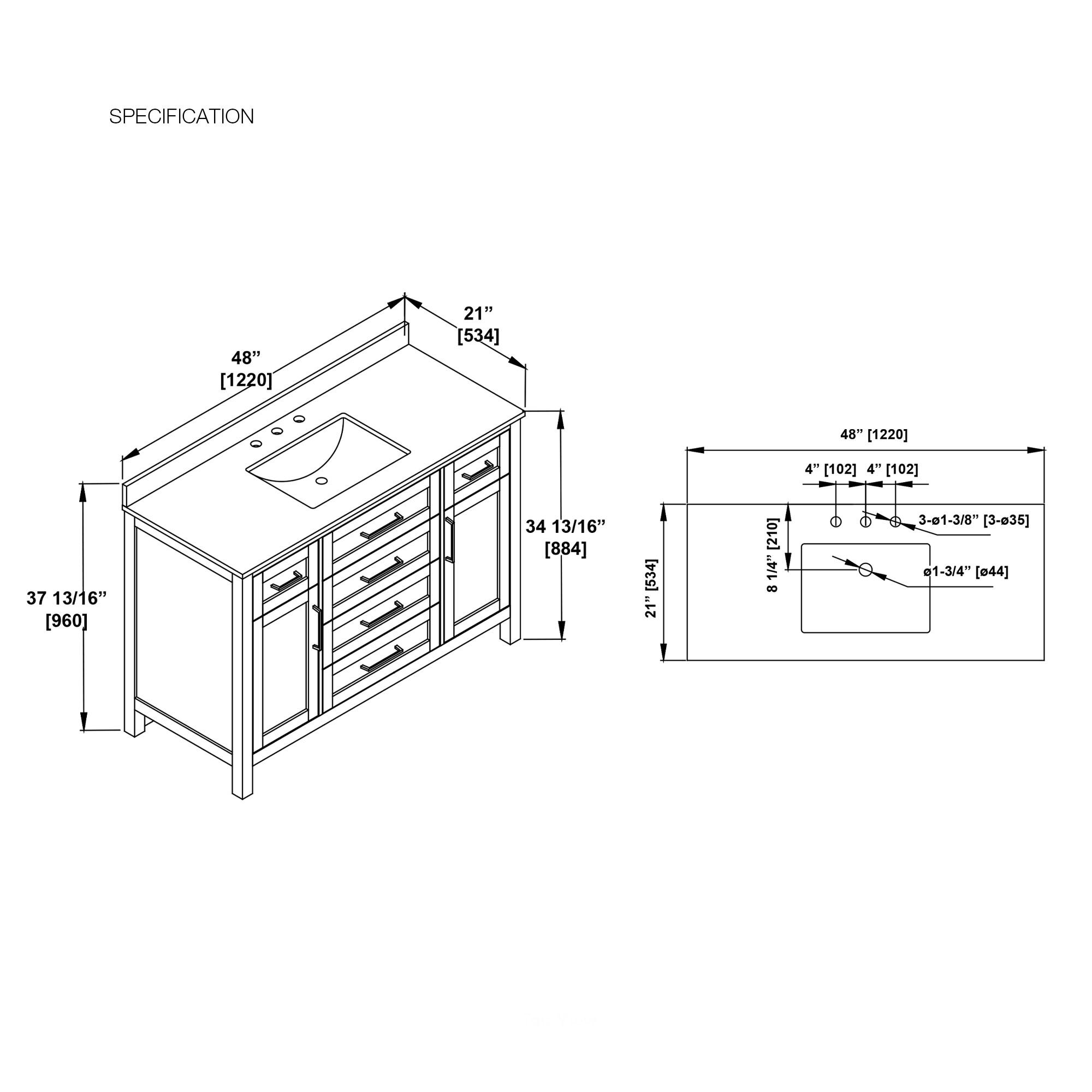 OVE Decors Tahoe 48" Single Bathroom Vanity