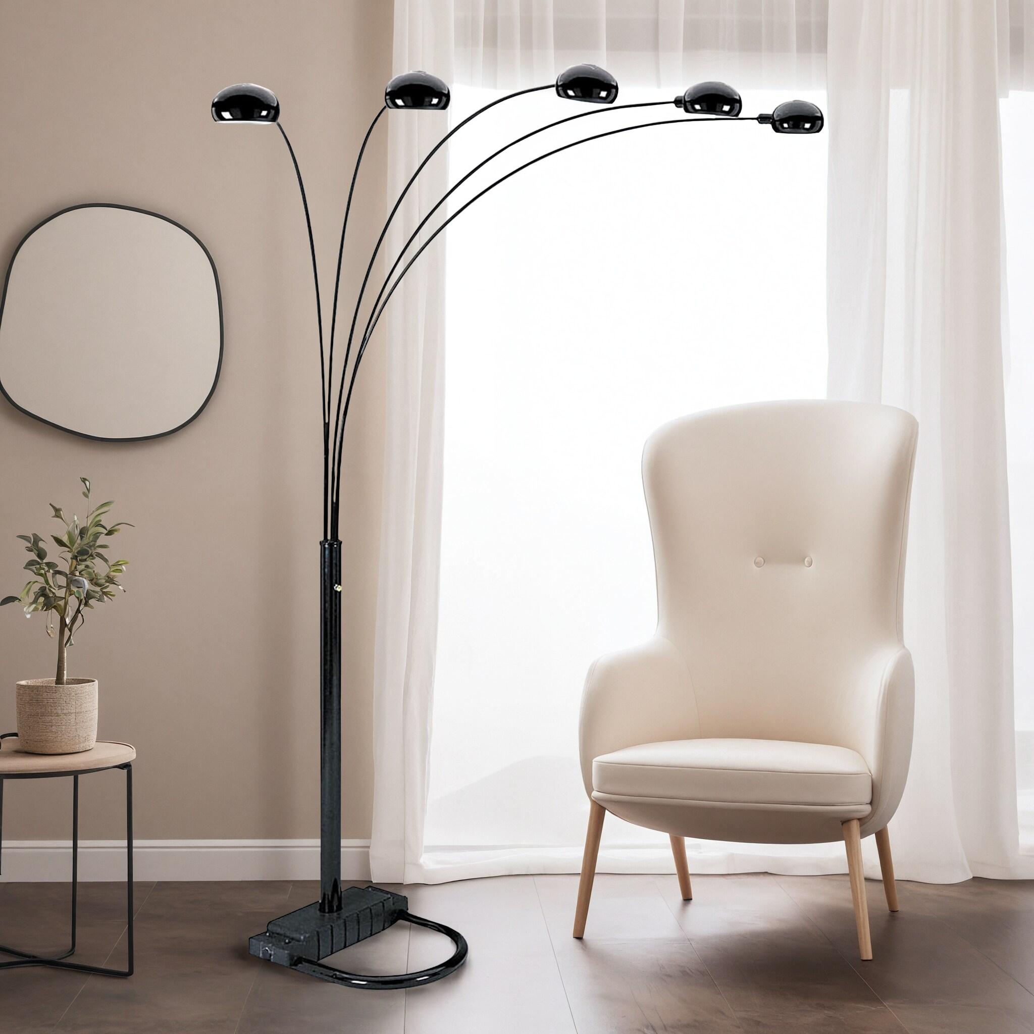 84" 5 Arm Arch Floor Lamp Black - Ore International: Modern Design, UL Listed